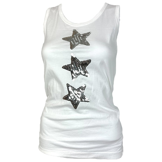 Dolce & Gabbana Silver Sequin Star Tank Top