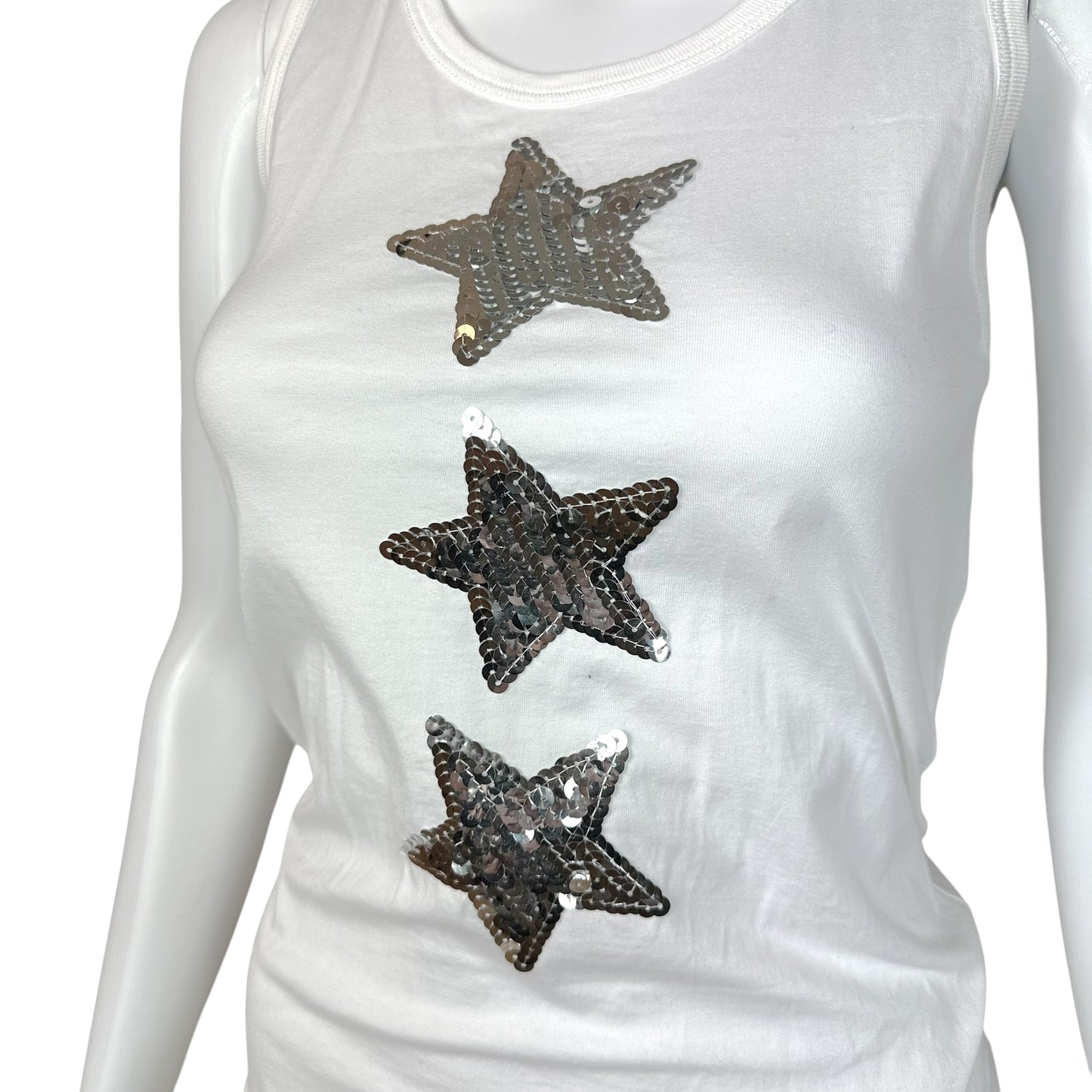 Dolce & Gabbana Silver Sequin Star Tank Top