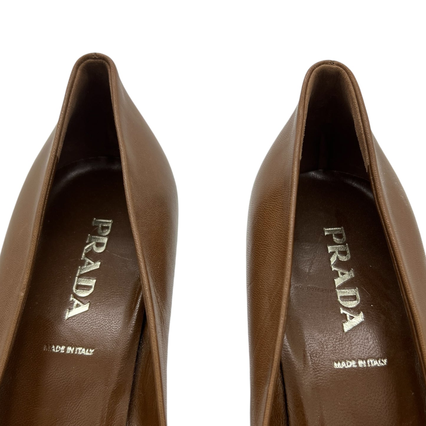 Prada Brown Leather Croc Toe Heels