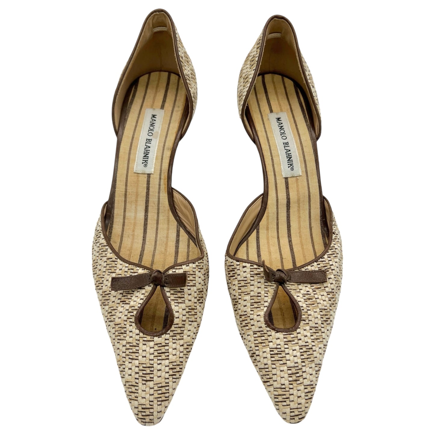Manolo Blahnik Woven D'Orsay Kitten Heels - Outfit Repeater