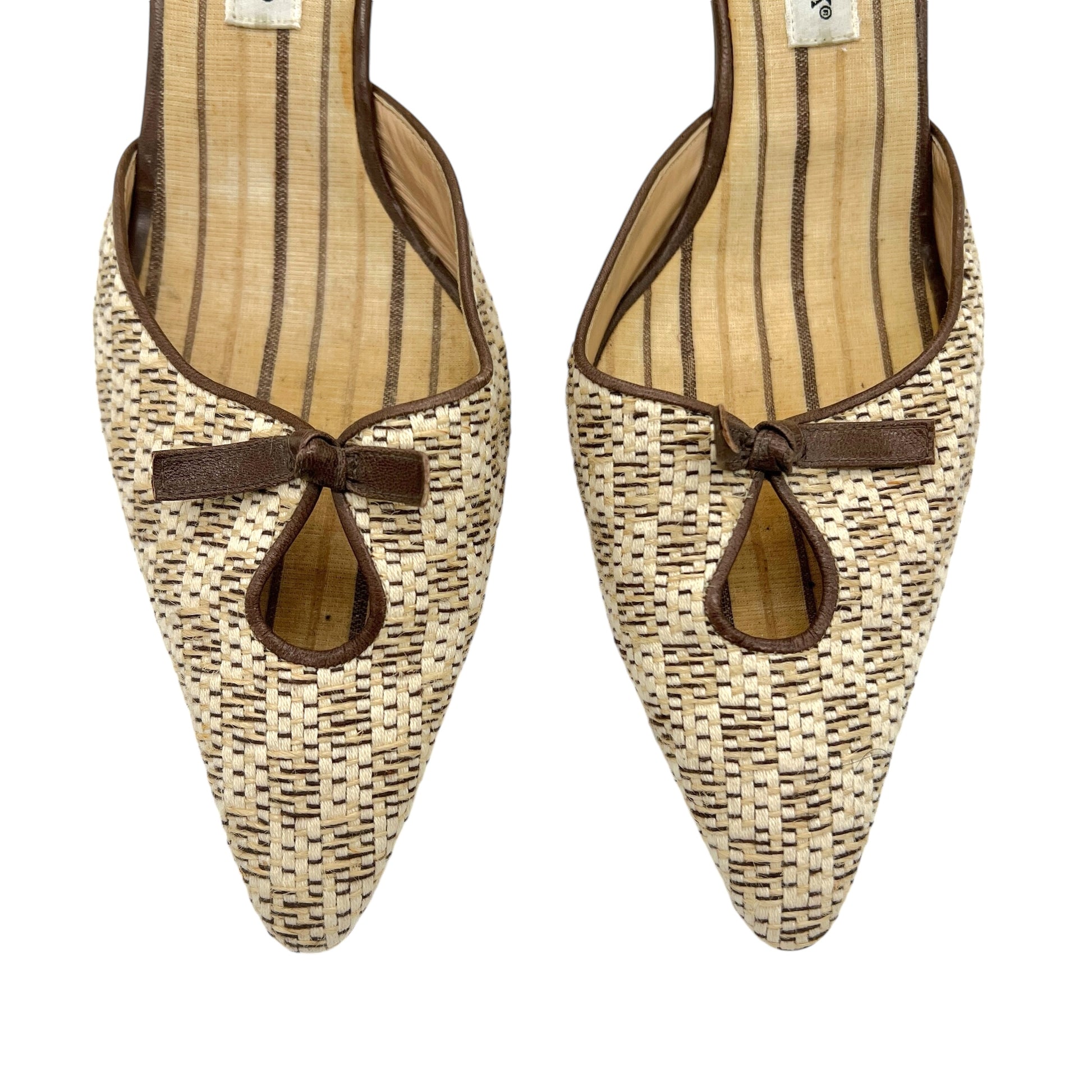 Manolo Blahnik Woven D'Orsay Kitten Heels - Outfit Repeater