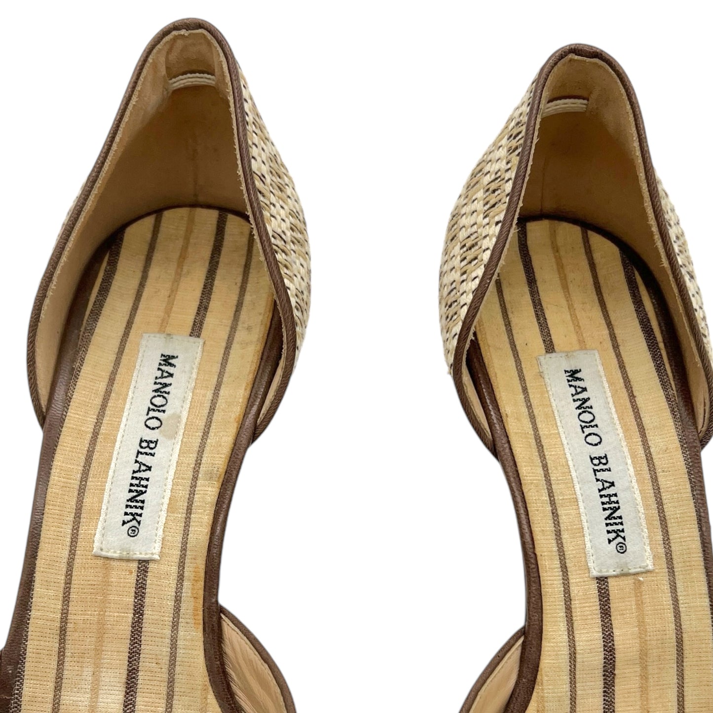 Manolo Blahnik Woven D'Orsay Kitten Heels - Outfit Repeater
