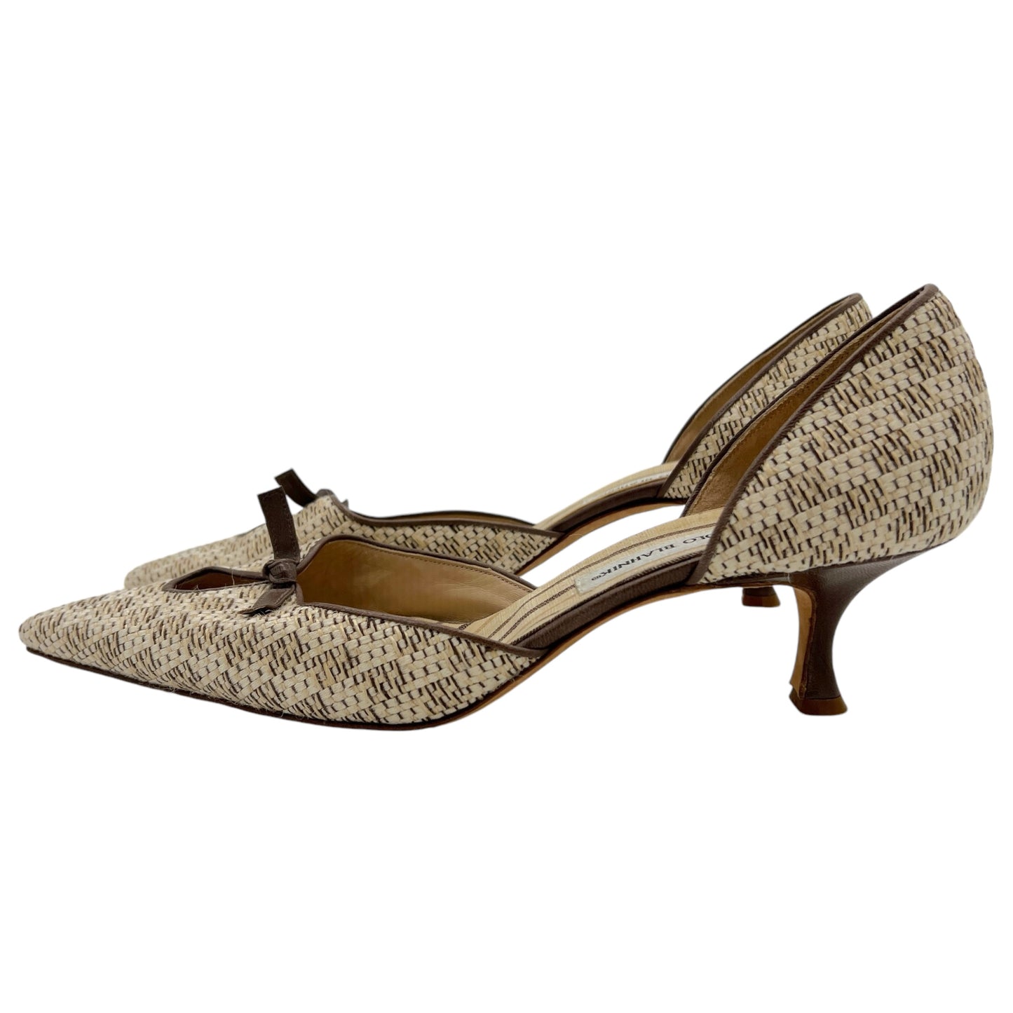 Manolo Blahnik Woven D'Orsay Kitten Heels - Outfit Repeater