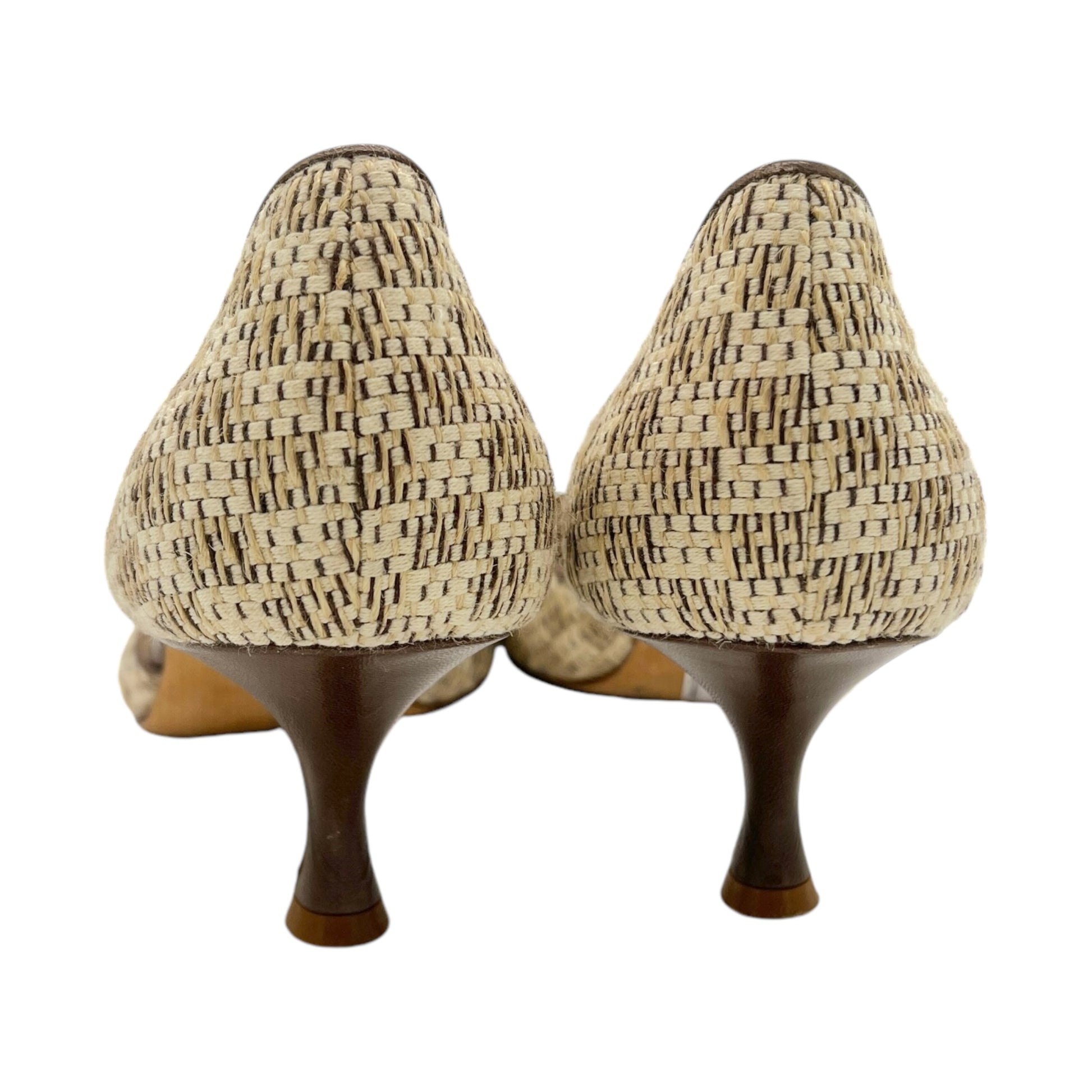 Manolo Blahnik Woven D'Orsay Kitten Heels - Outfit Repeater