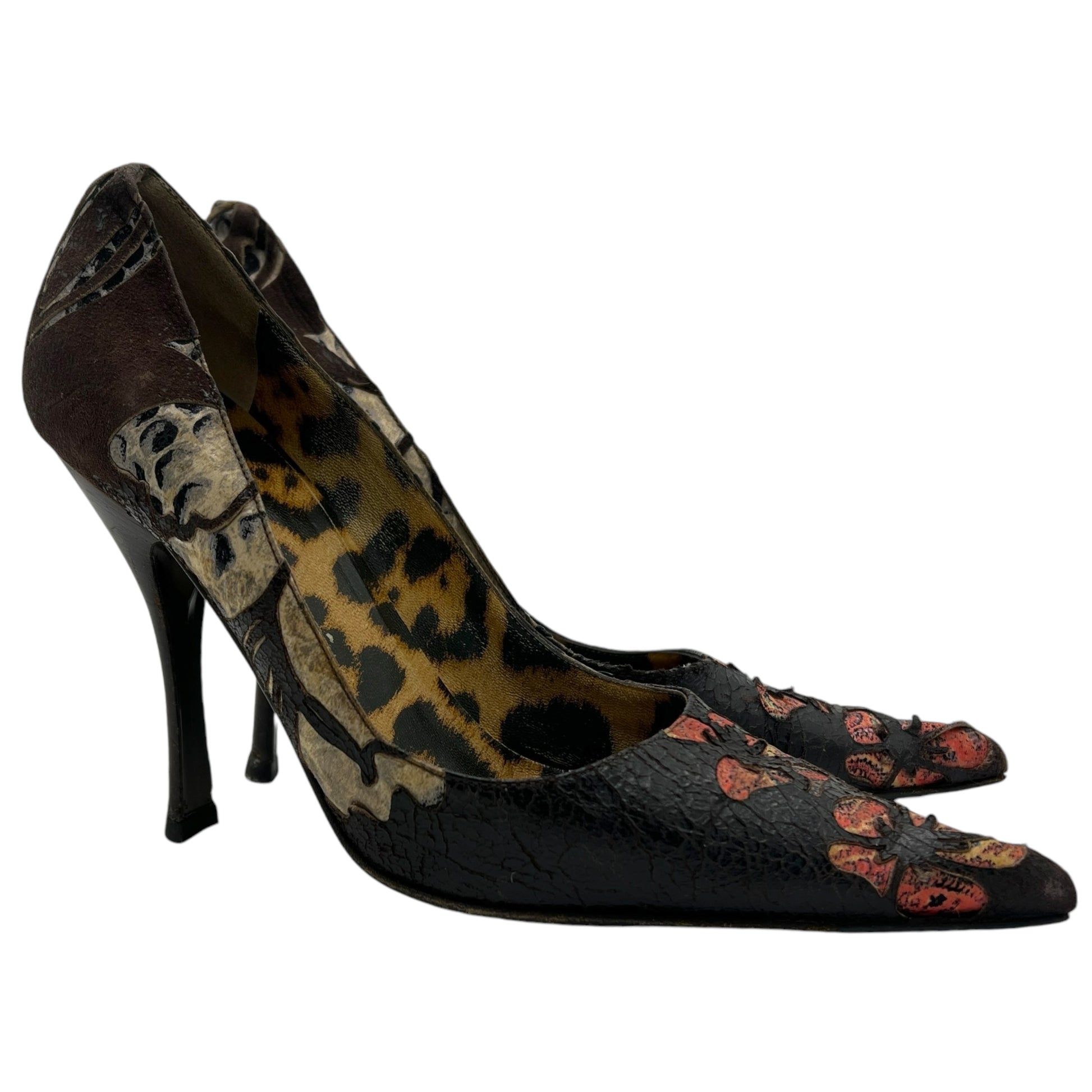 Roberto Cavalli Floral Embossed Leather Heels - Outfit Repeater