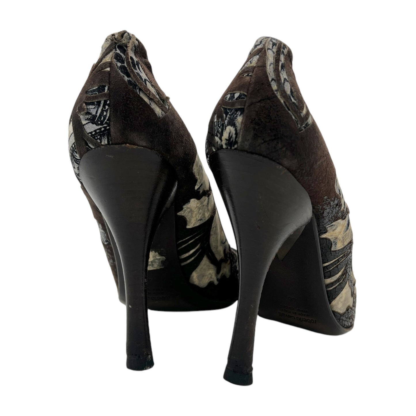 Roberto Cavalli Floral Embossed Leather Heels - Outfit Repeater