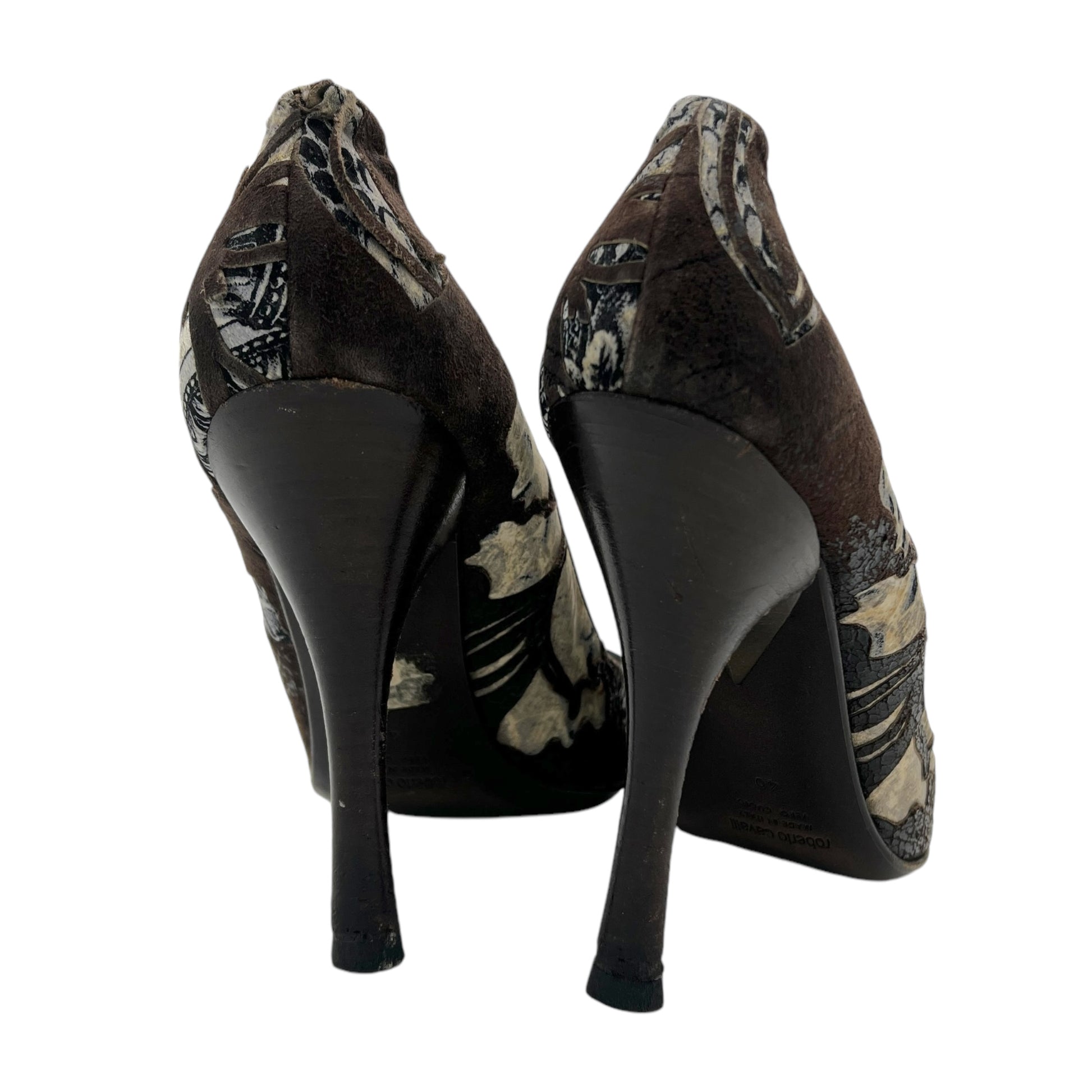 Roberto Cavalli Floral Embossed Leather Heels - Outfit Repeater