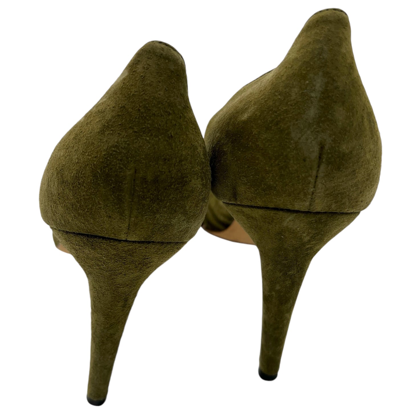Manolo Blahnik Khaki Green Suede D'Orsay Heels - Outfit Repeater