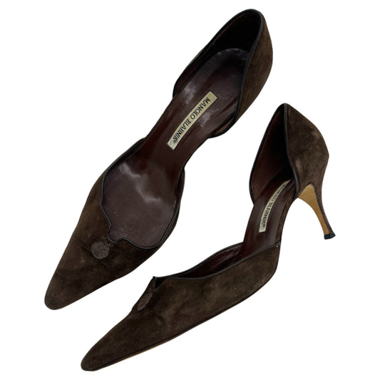 Manolo Blahnik Brown Suede D'Orsay Heels *as is*