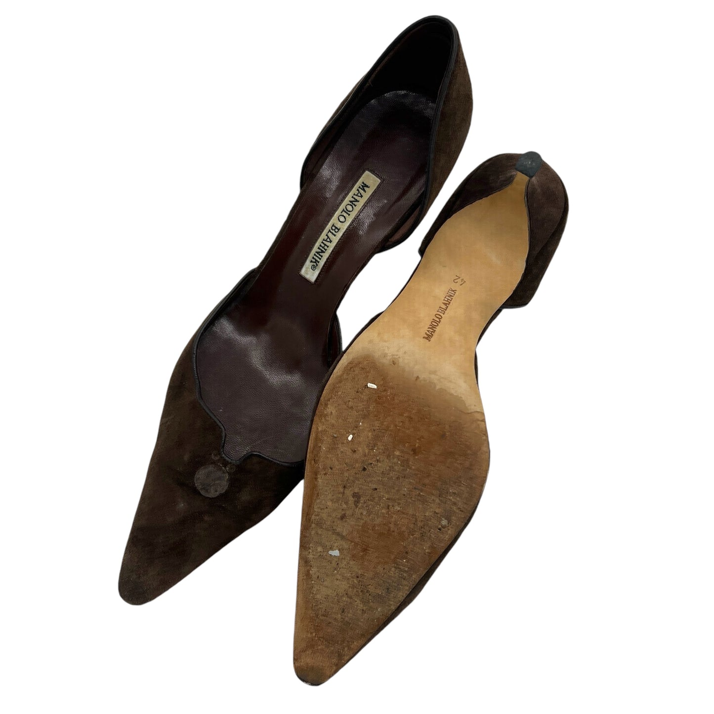 Manolo Blahnik Brown Suede D'Orsay Heels *as is*