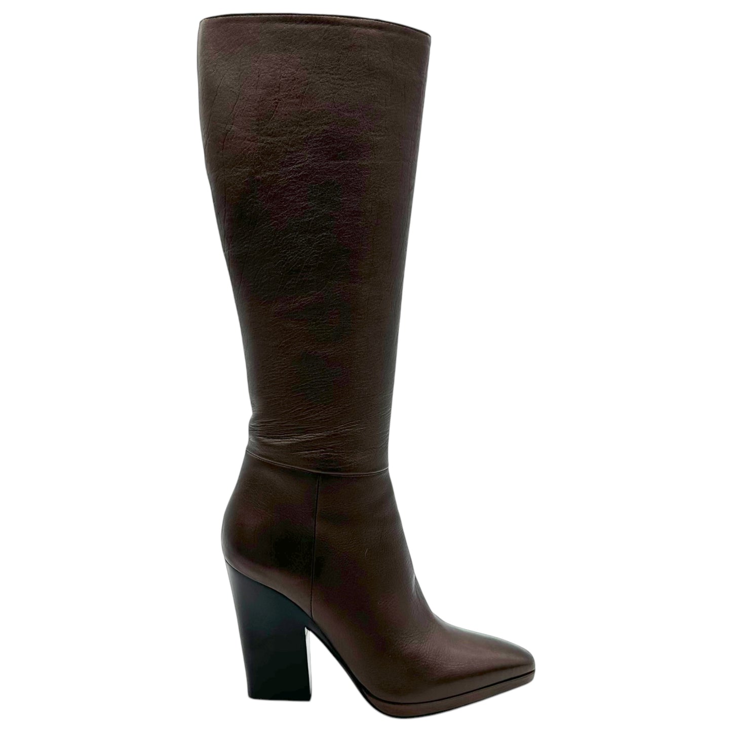 Prada Brown Leather Pointed Toe Heeled Boots