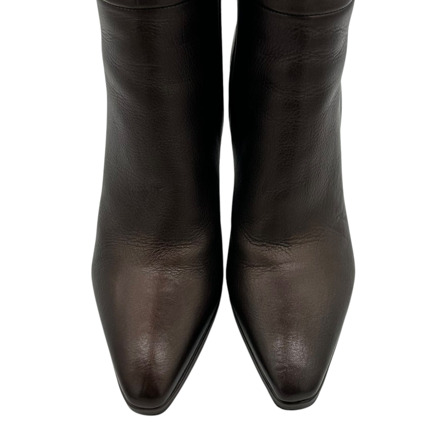 Prada Brown Leather Pointed Toe Heeled Boots