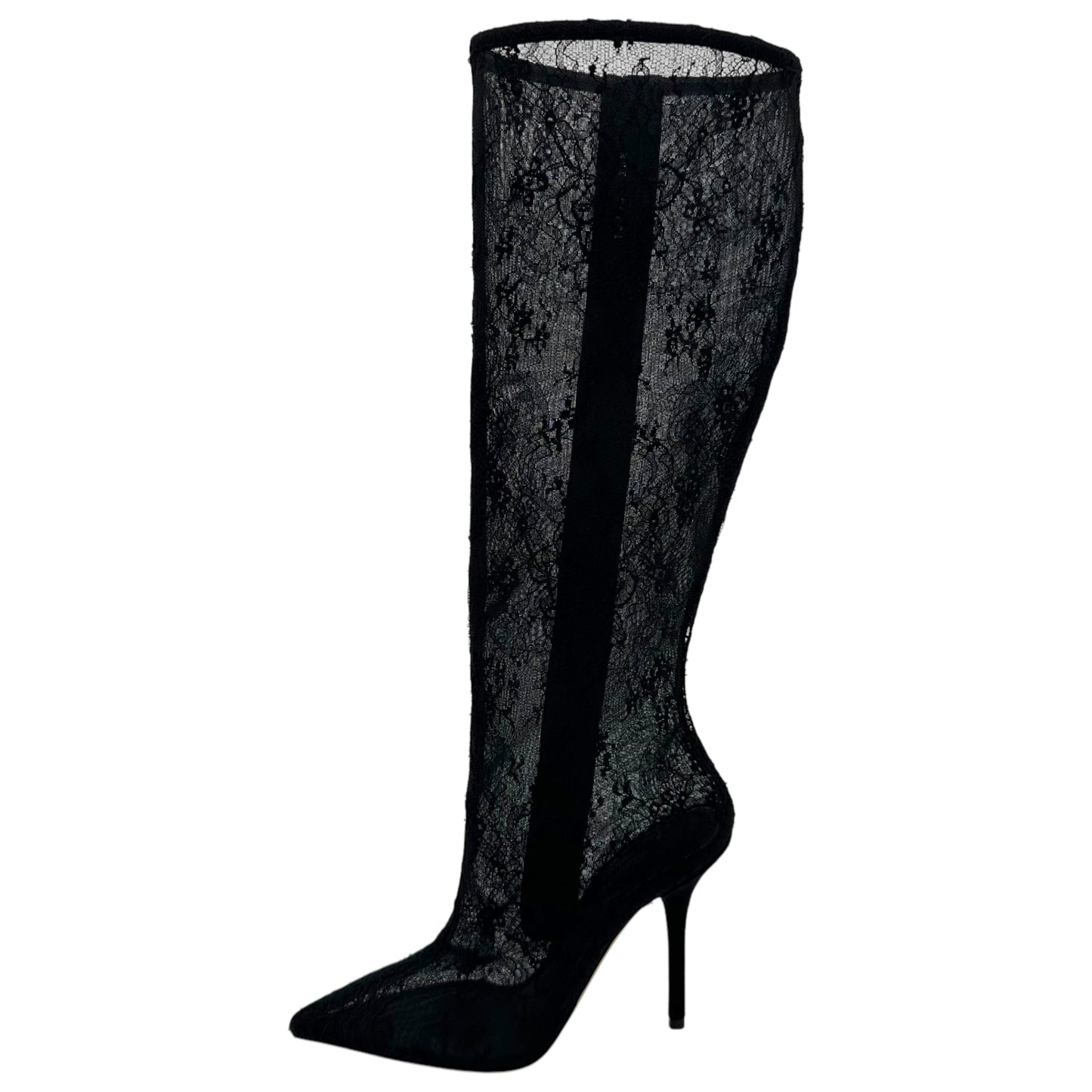 Dolce & Gabbana Black Sheer Lace Heeled Boots