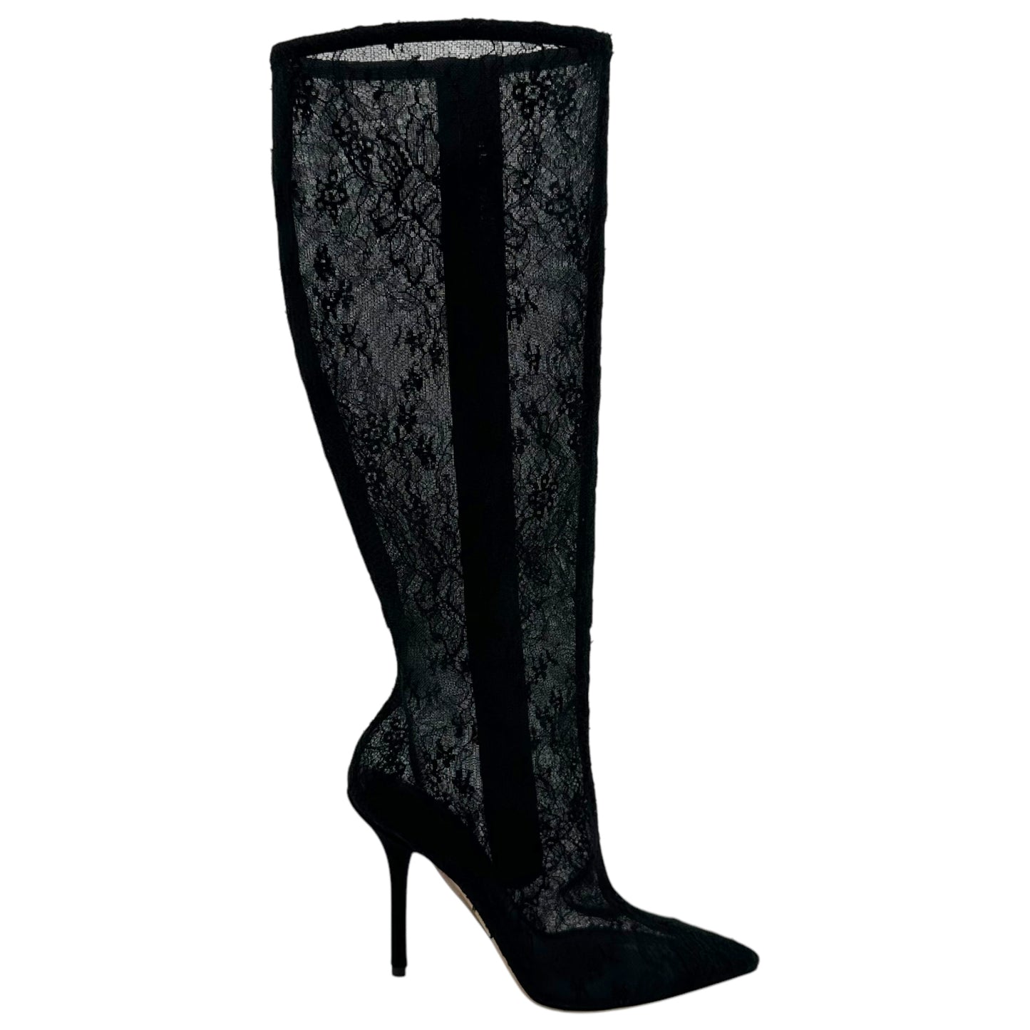 Dolce & Gabbana Black Sheer Lace Heeled Boots