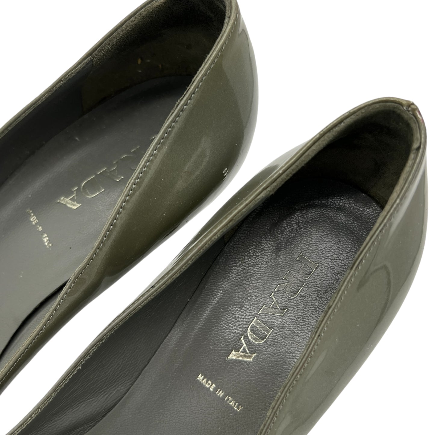 Prada Metallic Patent Leather Buckle Toe Heels - Outfit Repeater