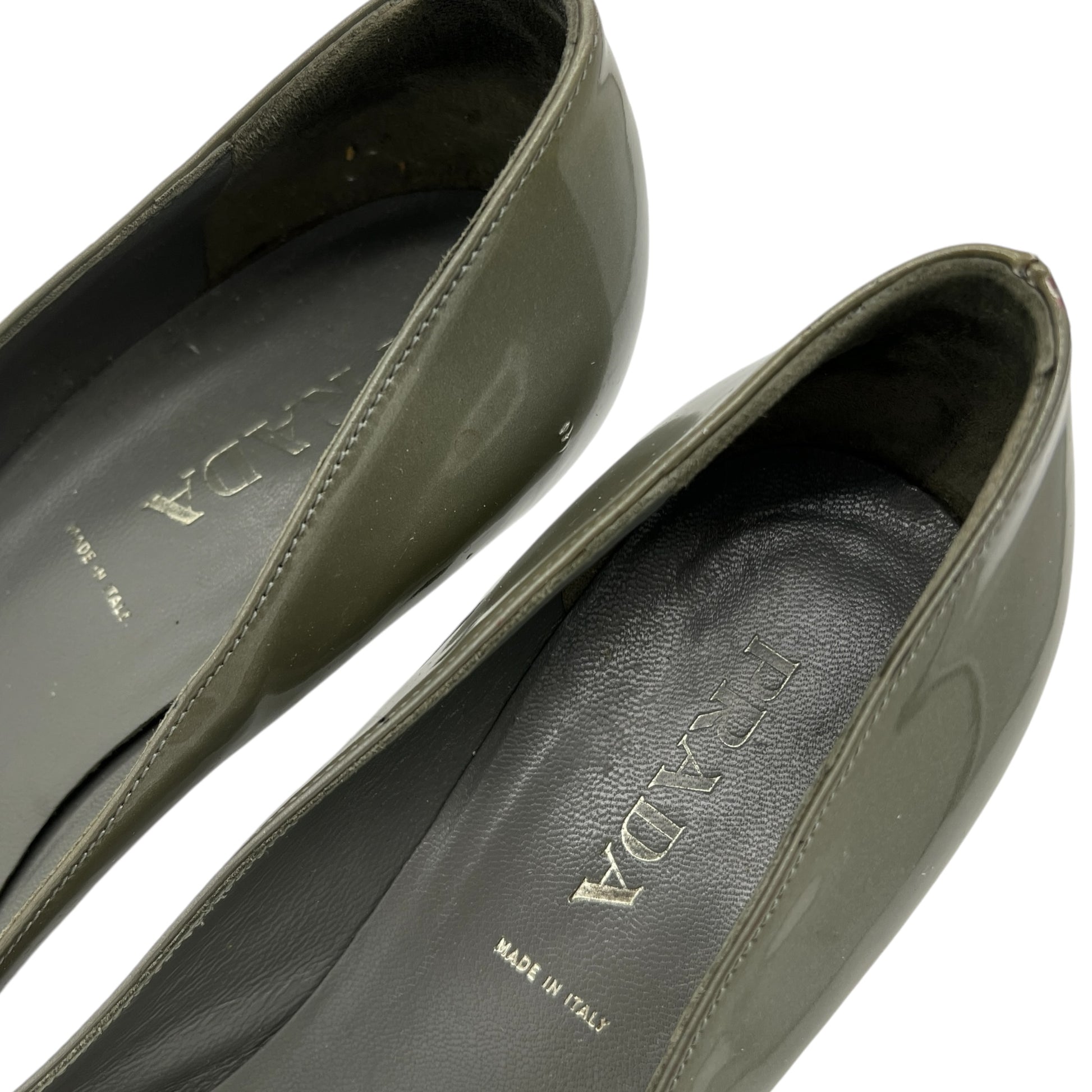 Prada Metallic Patent Leather Buckle Toe Heels - Outfit Repeater