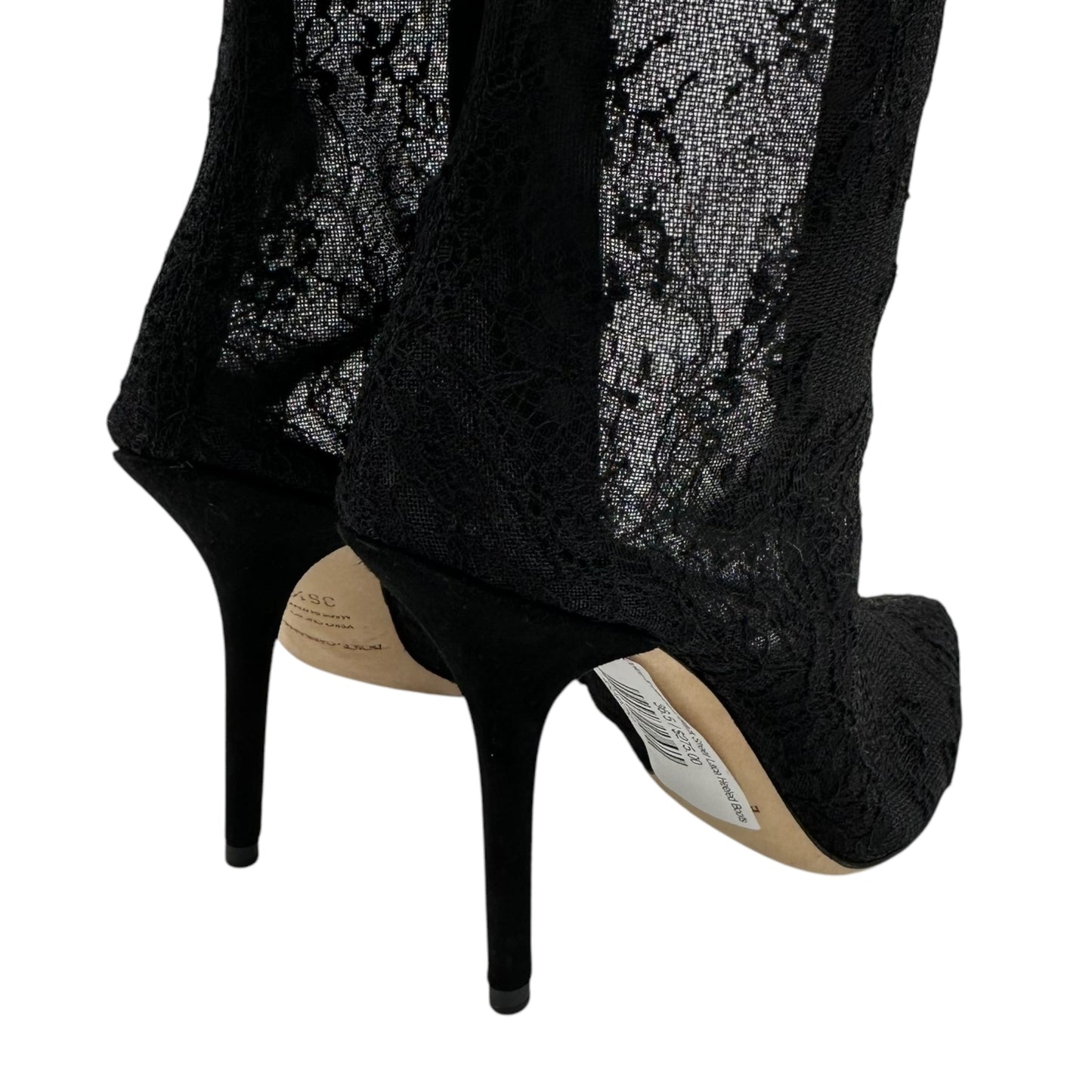 Dolce & Gabbana Black Sheer Lace Heeled Boots