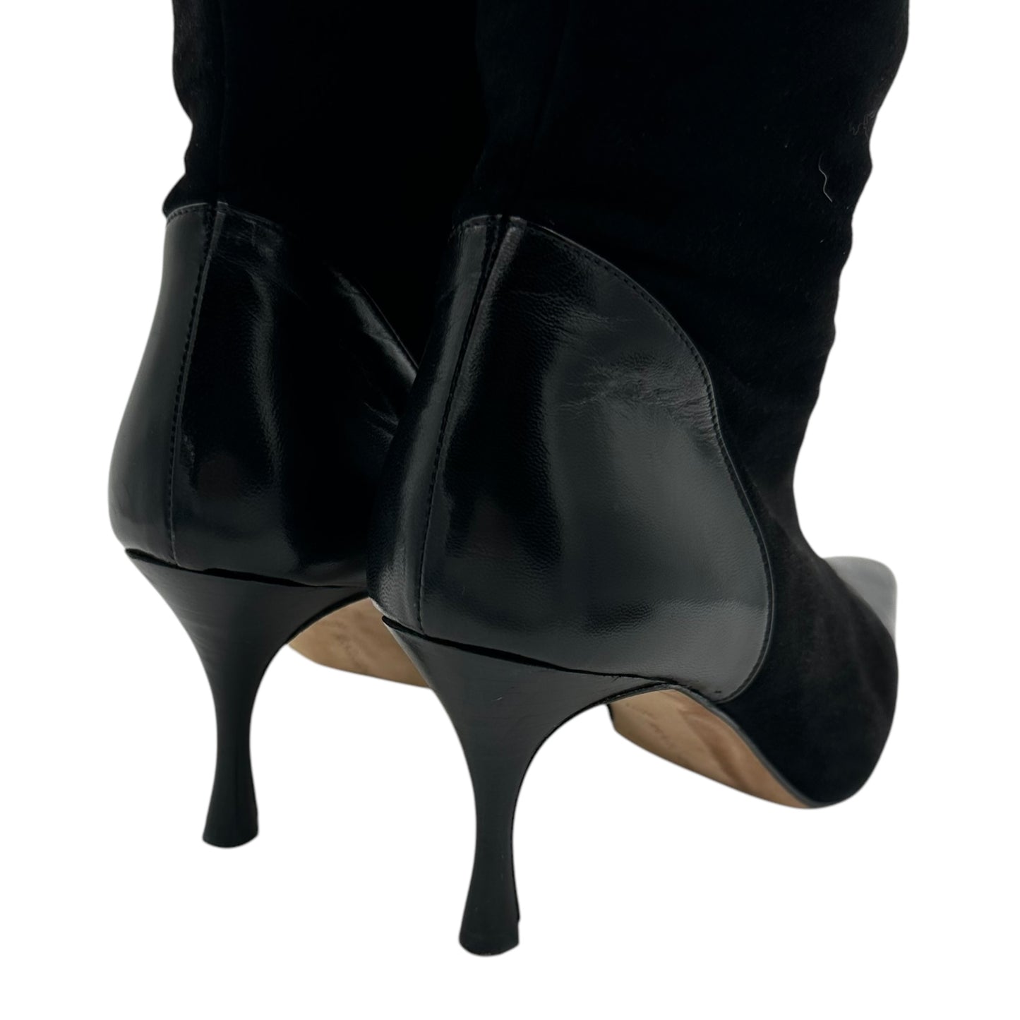 Manolo Blahnik Black Suede Bointed Toe Heeled Boots