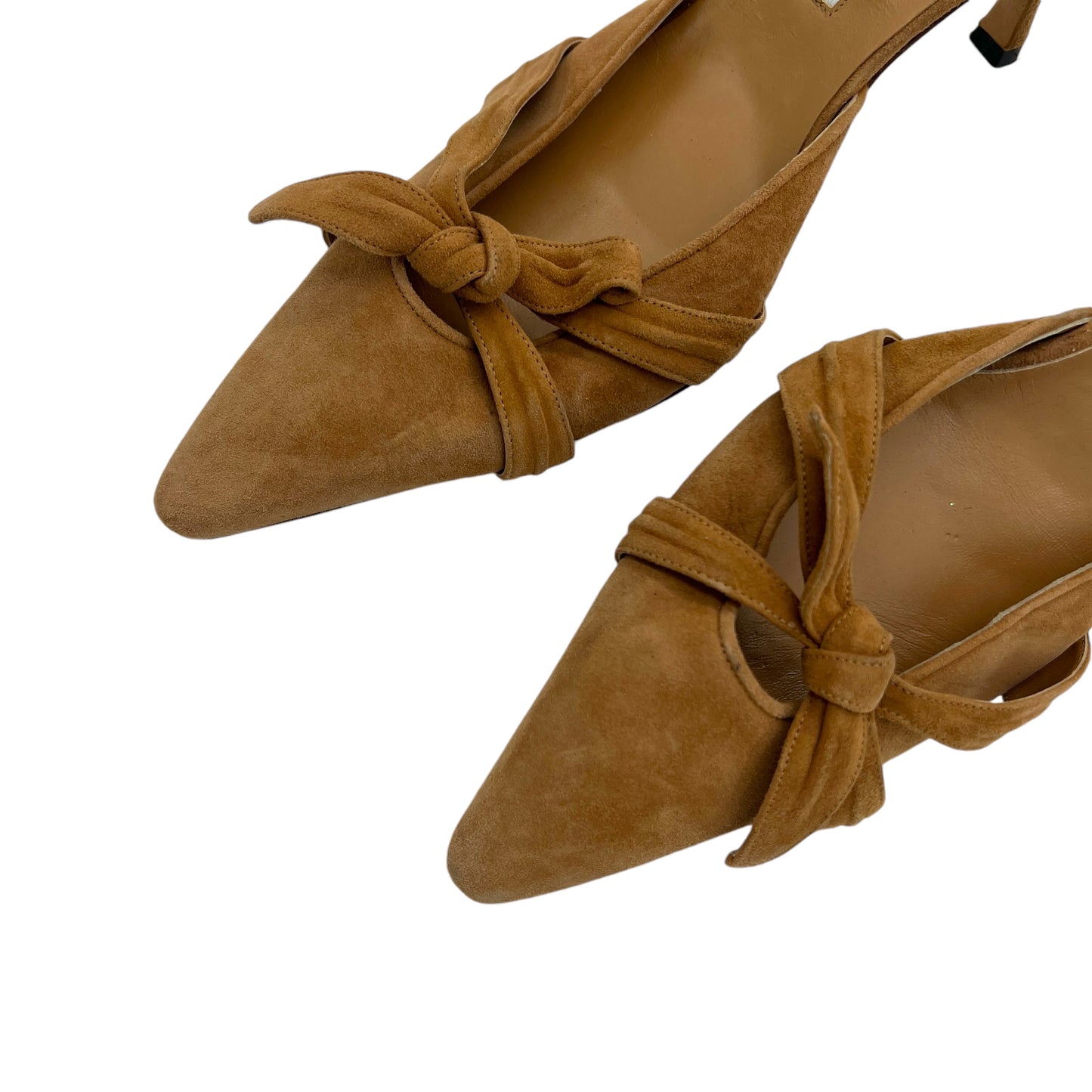 Manolo Blahnik Tan Suede Knot D'Orsay Heels