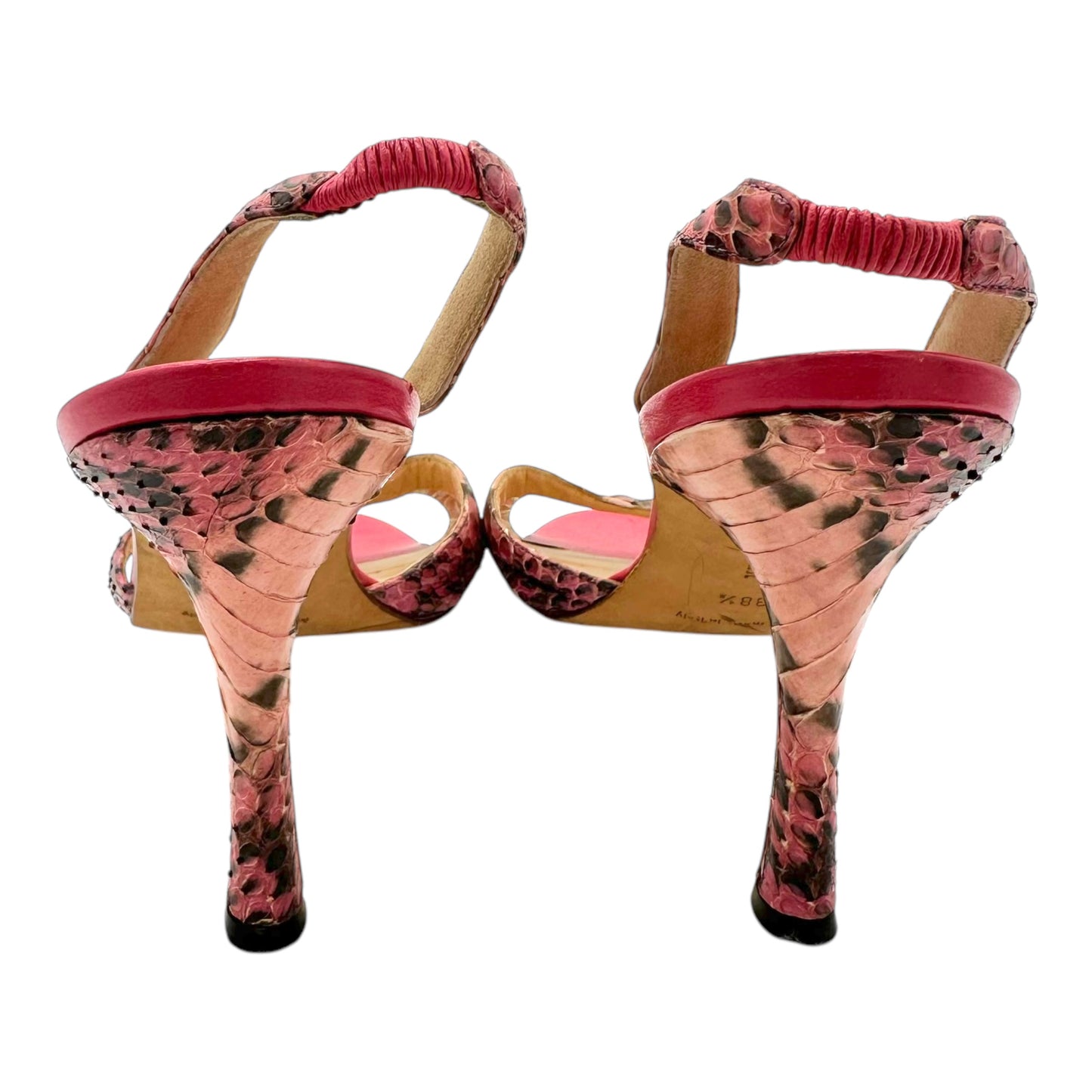 Manolo Blahnik Pink Python Heeled Sandals