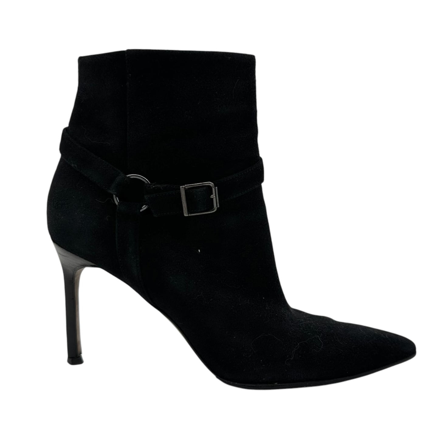 Manolo Blahnik Black Suede Pointed Toe Ankle Boots