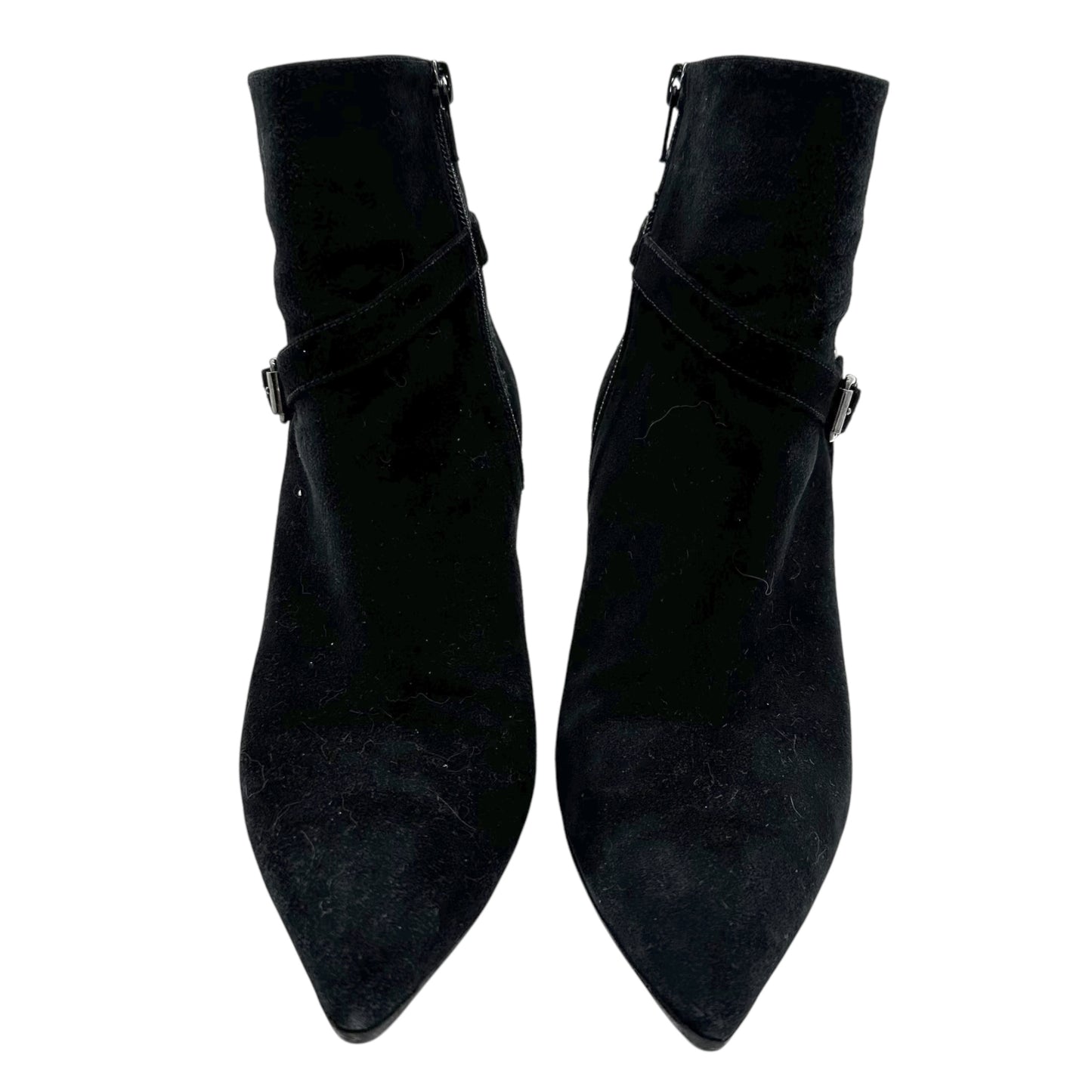 Manolo Blahnik Black Suede Pointed Toe Ankle Boots