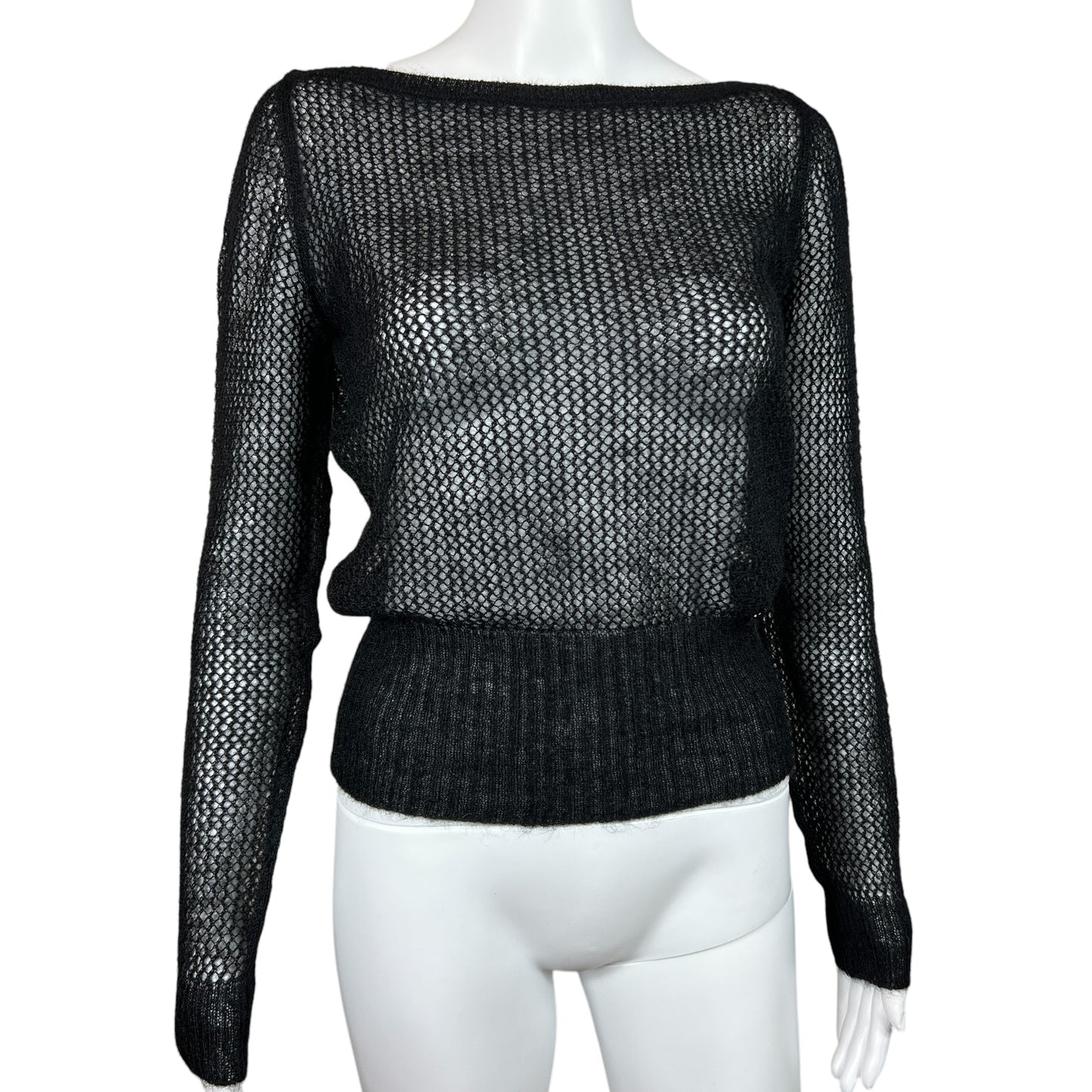 Gucci Black Open Knit Cropped Sweater