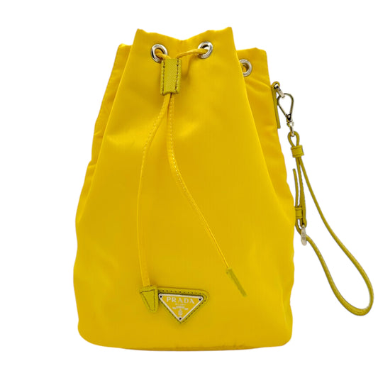 Prada Yellow Re-Nylon Bucket Clutch Bag