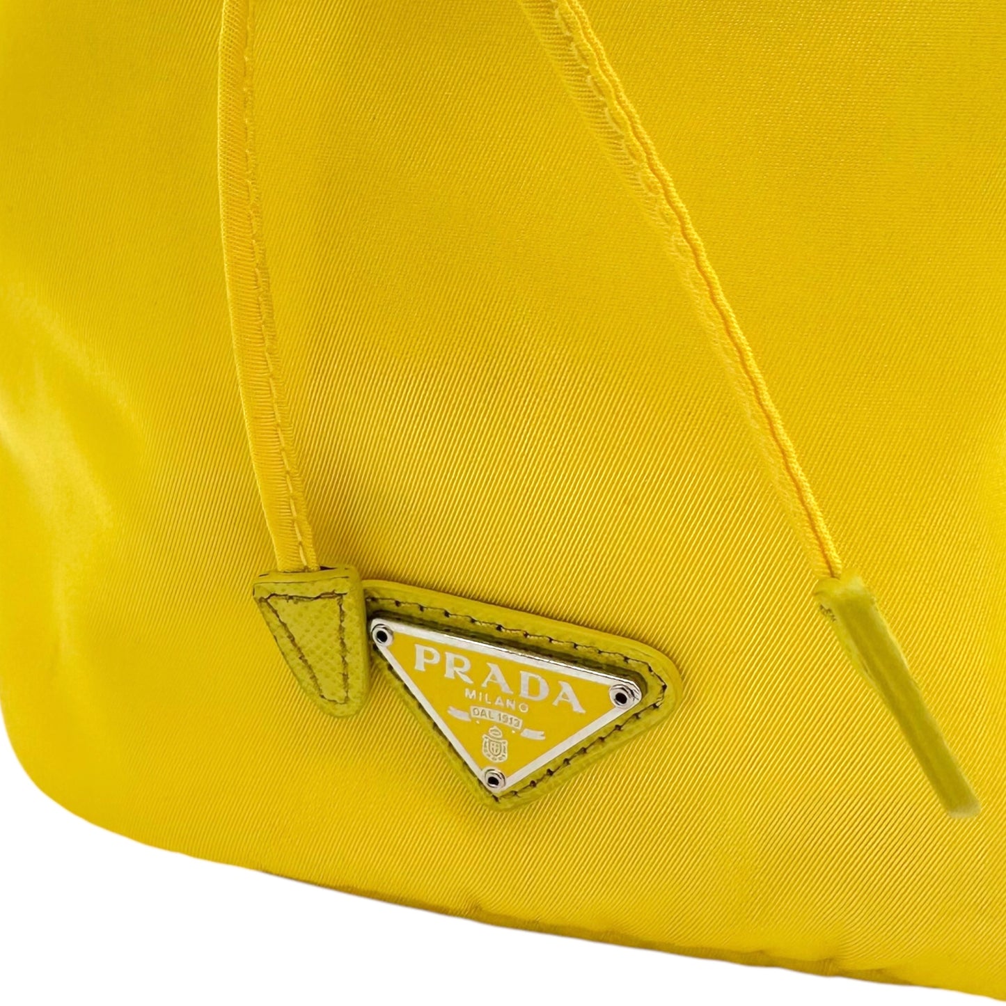 Prada Yellow Re-Nylon Bucket Clutch Bag