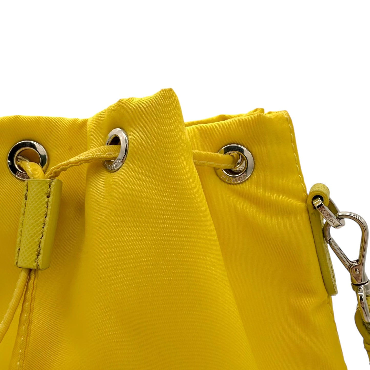 Prada Yellow Re-Nylon Bucket Clutch Bag