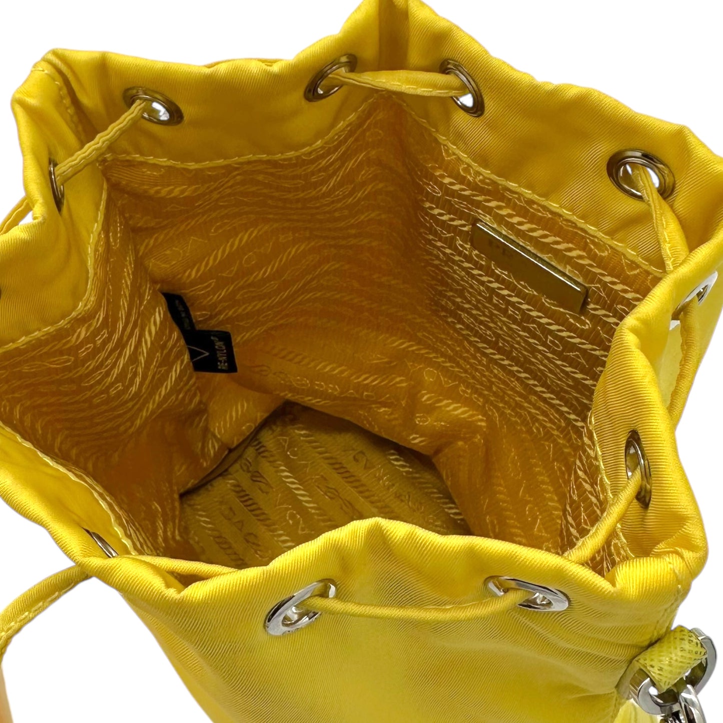 Prada Yellow Re-Nylon Bucket Clutch Bag