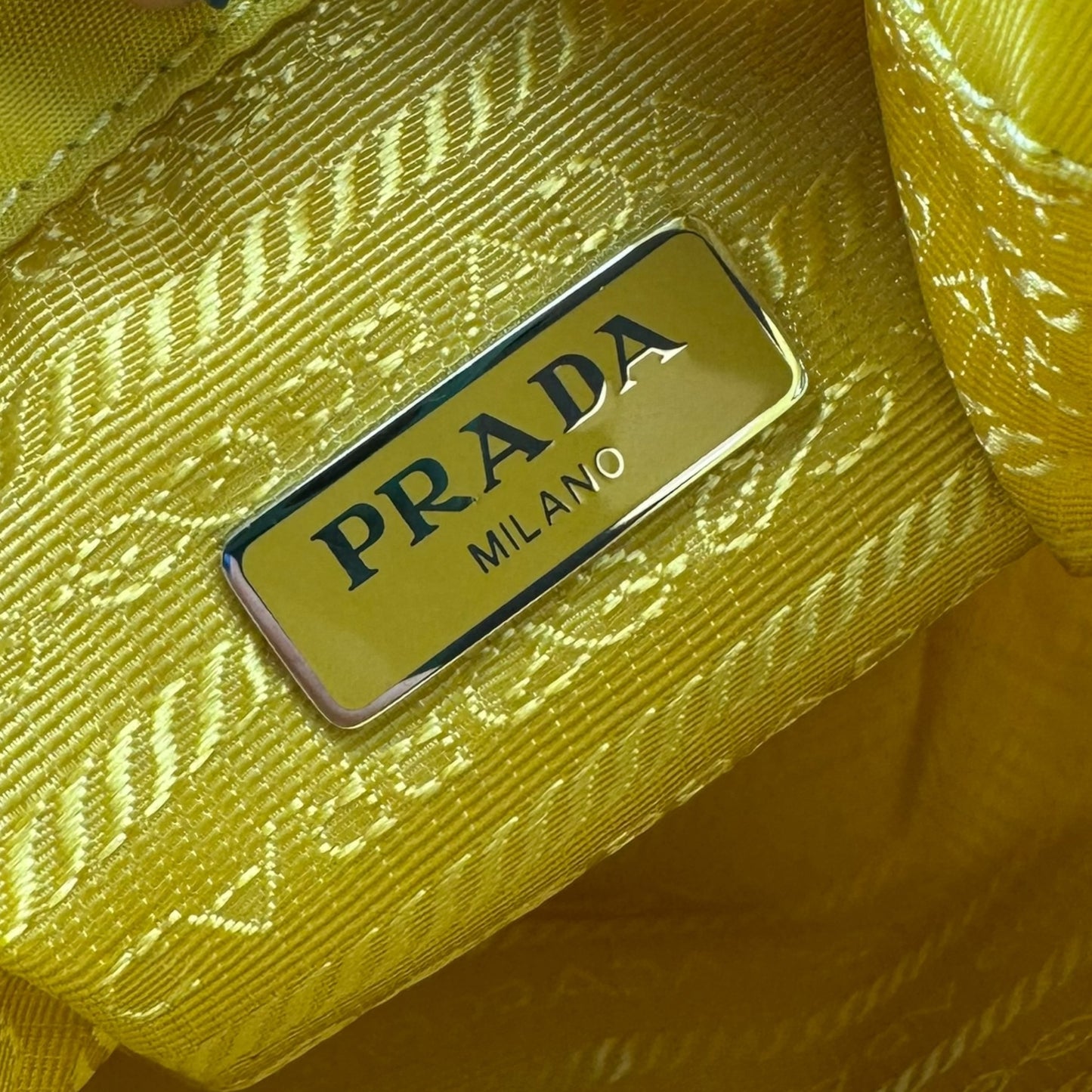 Prada Yellow Re-Nylon Bucket Clutch Bag