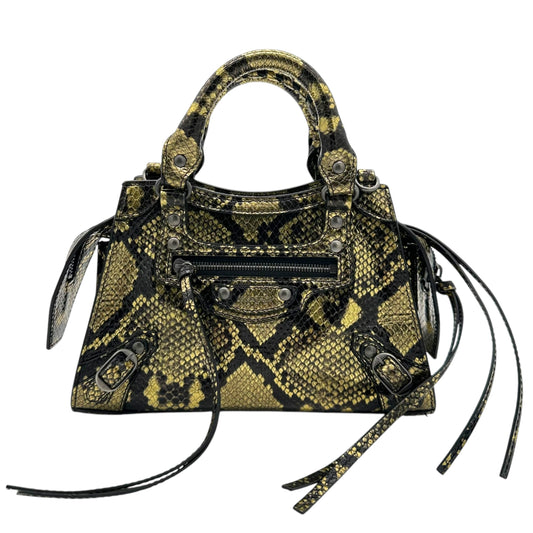 Balenciaga Gold & Black Snake Print Neo Mini City Bag