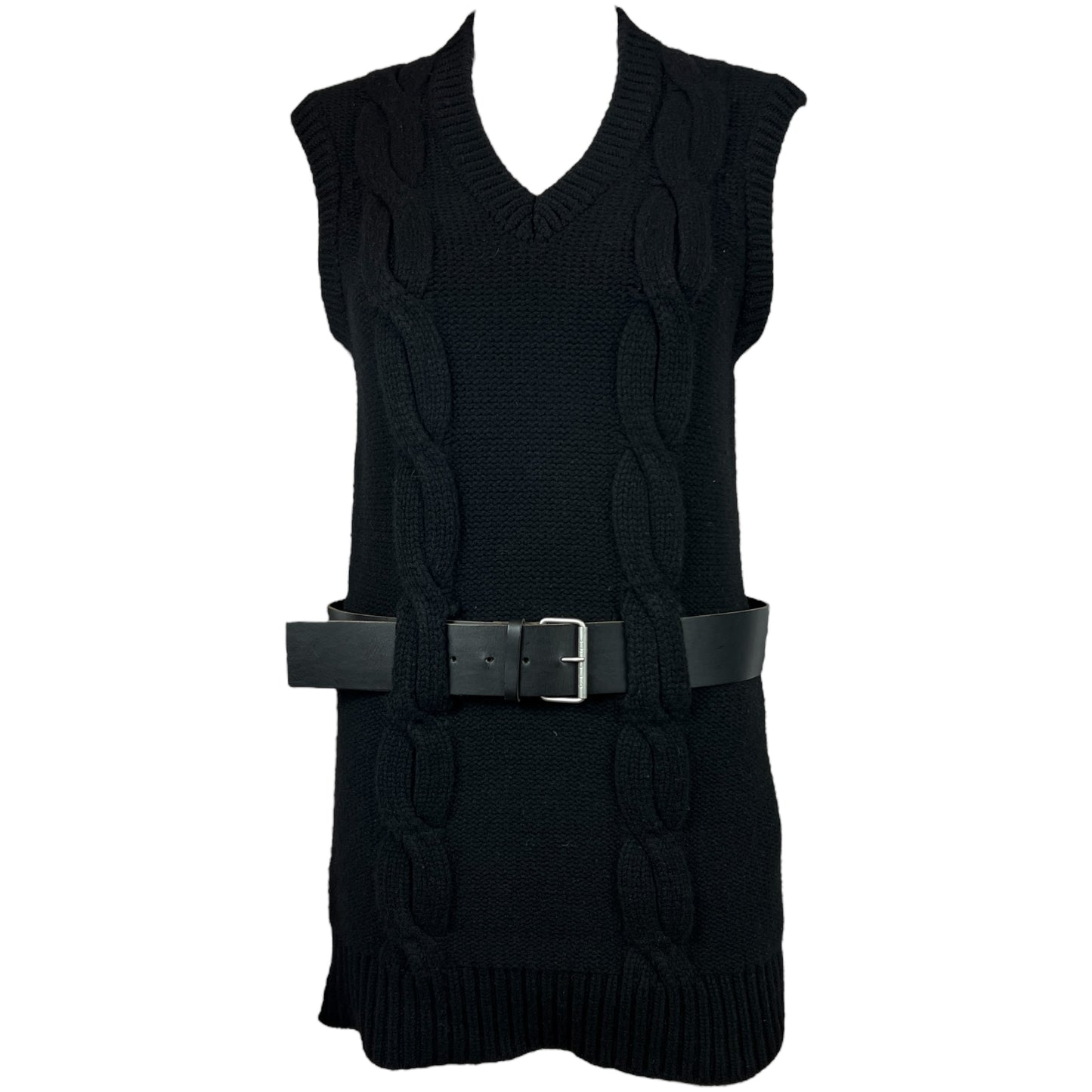 Celine Black Cashmere Belted Mini Dress