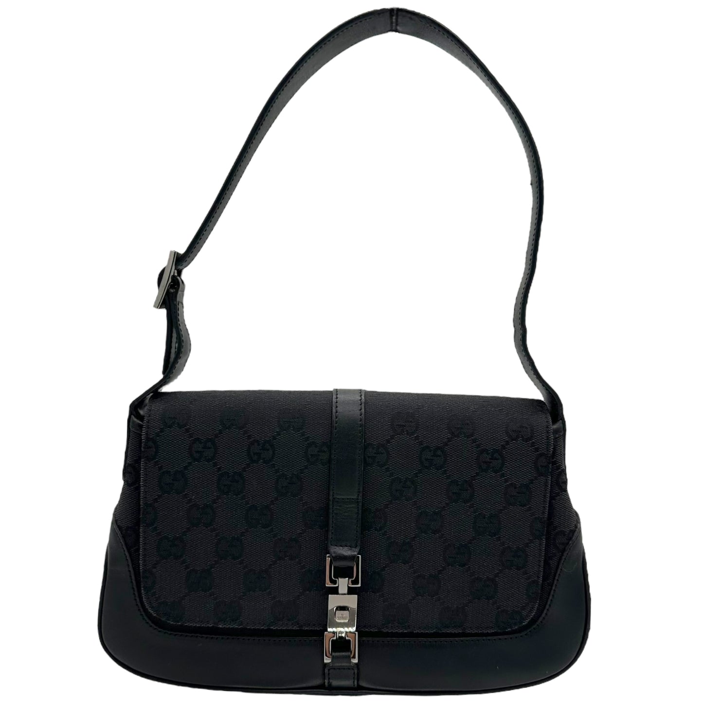 Gucci Black Monogram Canvas Jackie Shoulder Bag