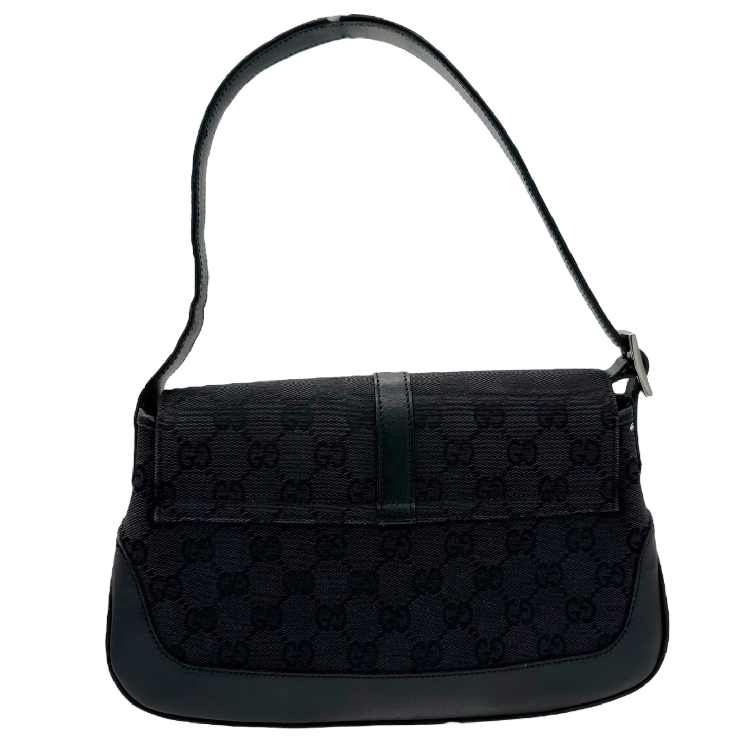 Gucci Black Monogram Canvas Jackie Shoulder Bag