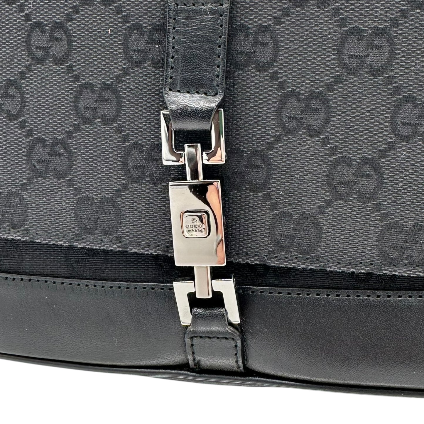 Gucci Black Monogram Canvas Jackie Shoulder Bag