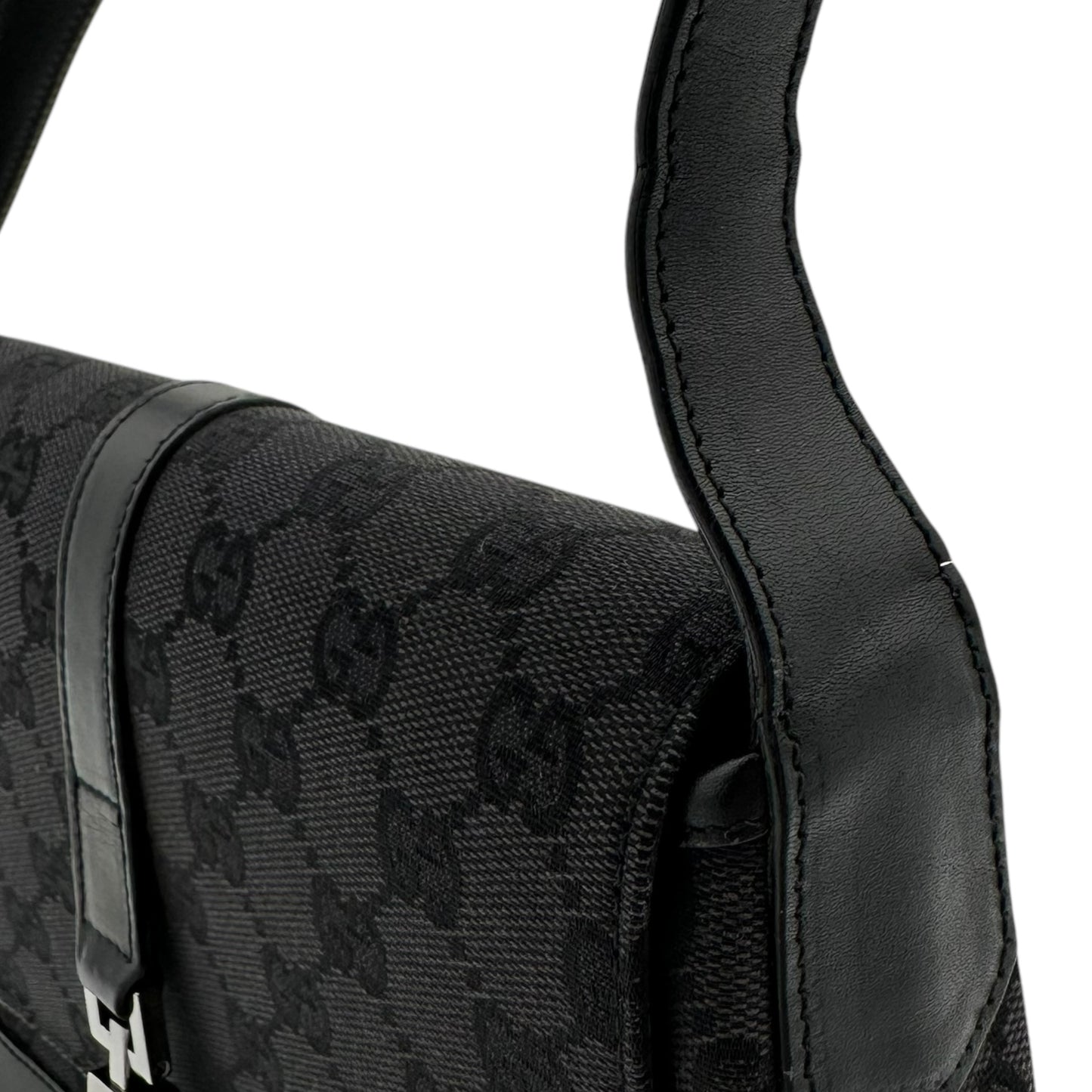 Gucci Black Monogram Canvas Jackie Shoulder Bag