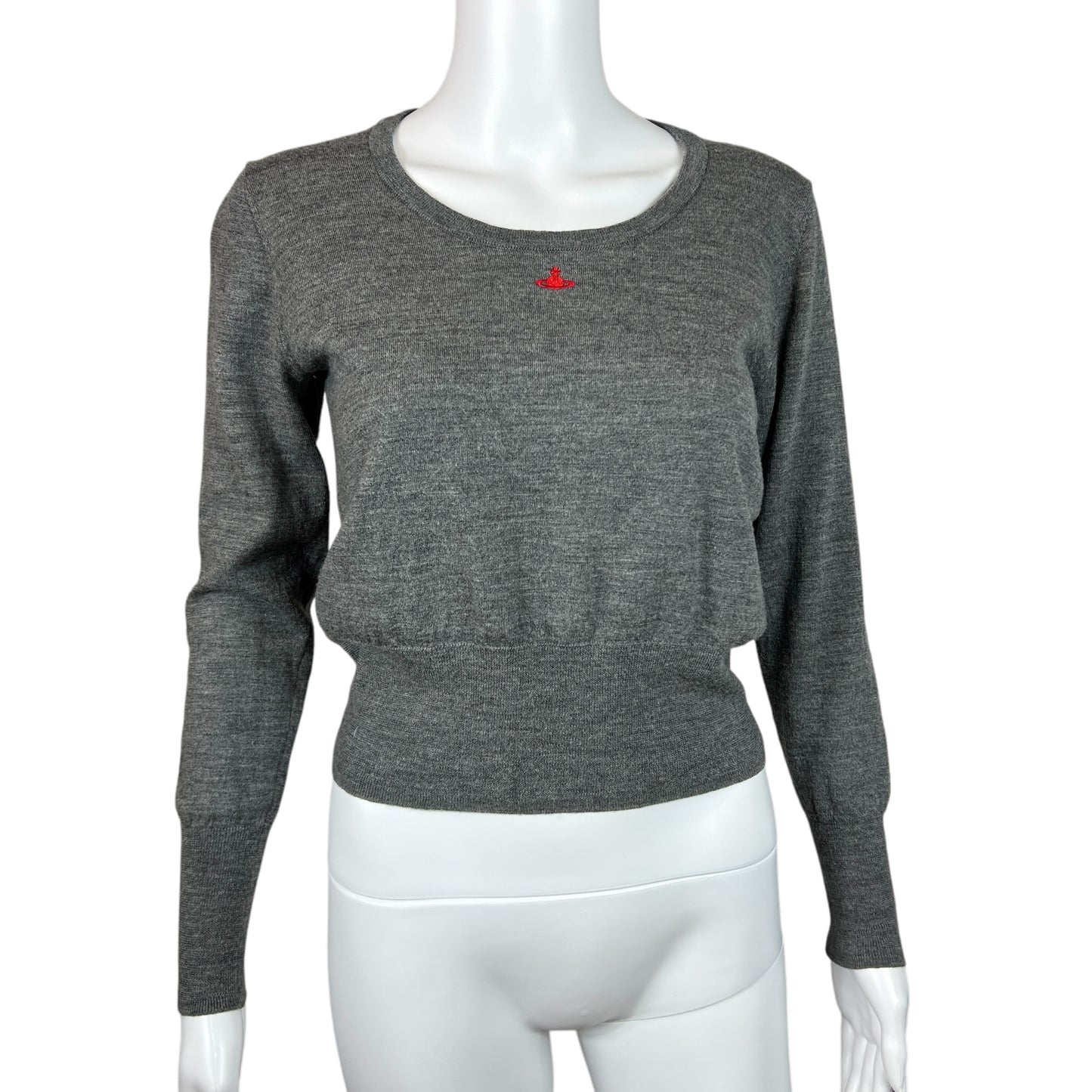 Vivienne Westwood Red Label Gray Logo Crop Sweater