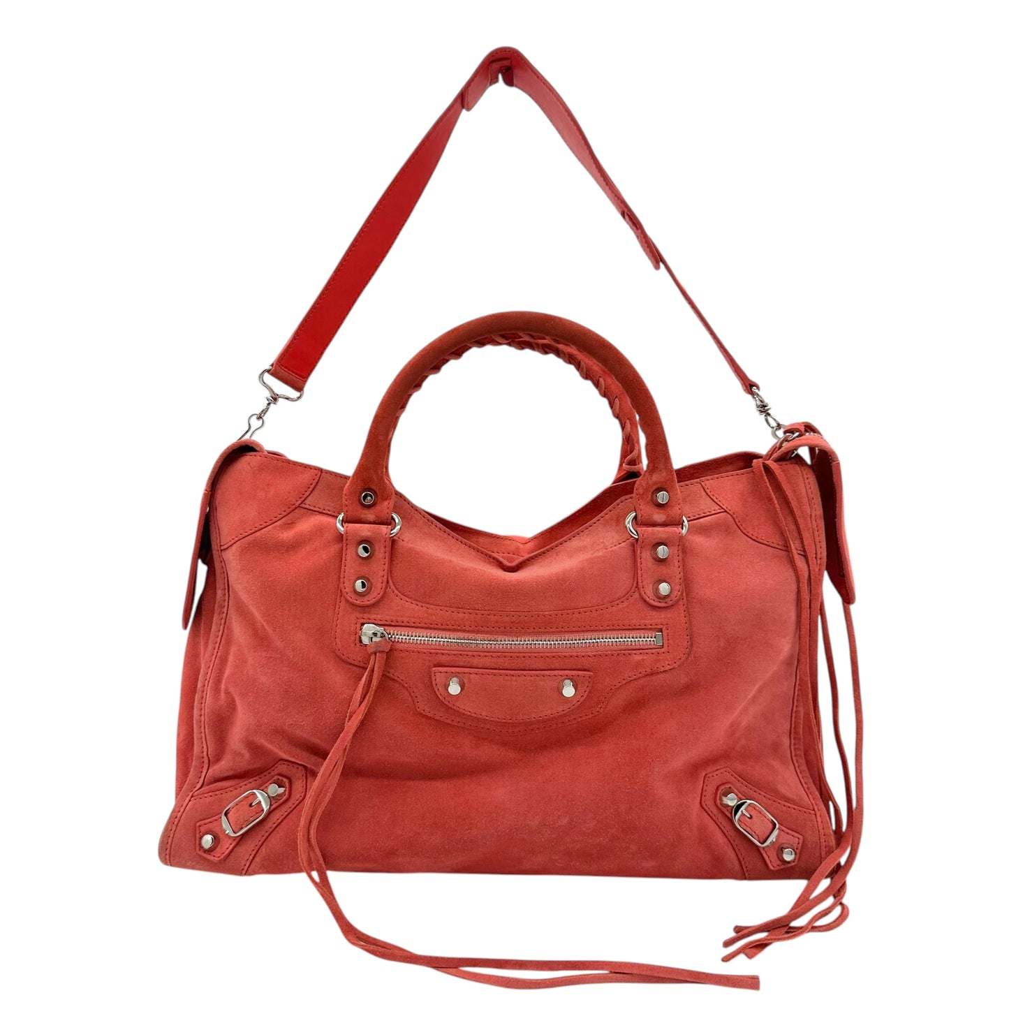 Balenciaga Coral Pink Suede City Bag