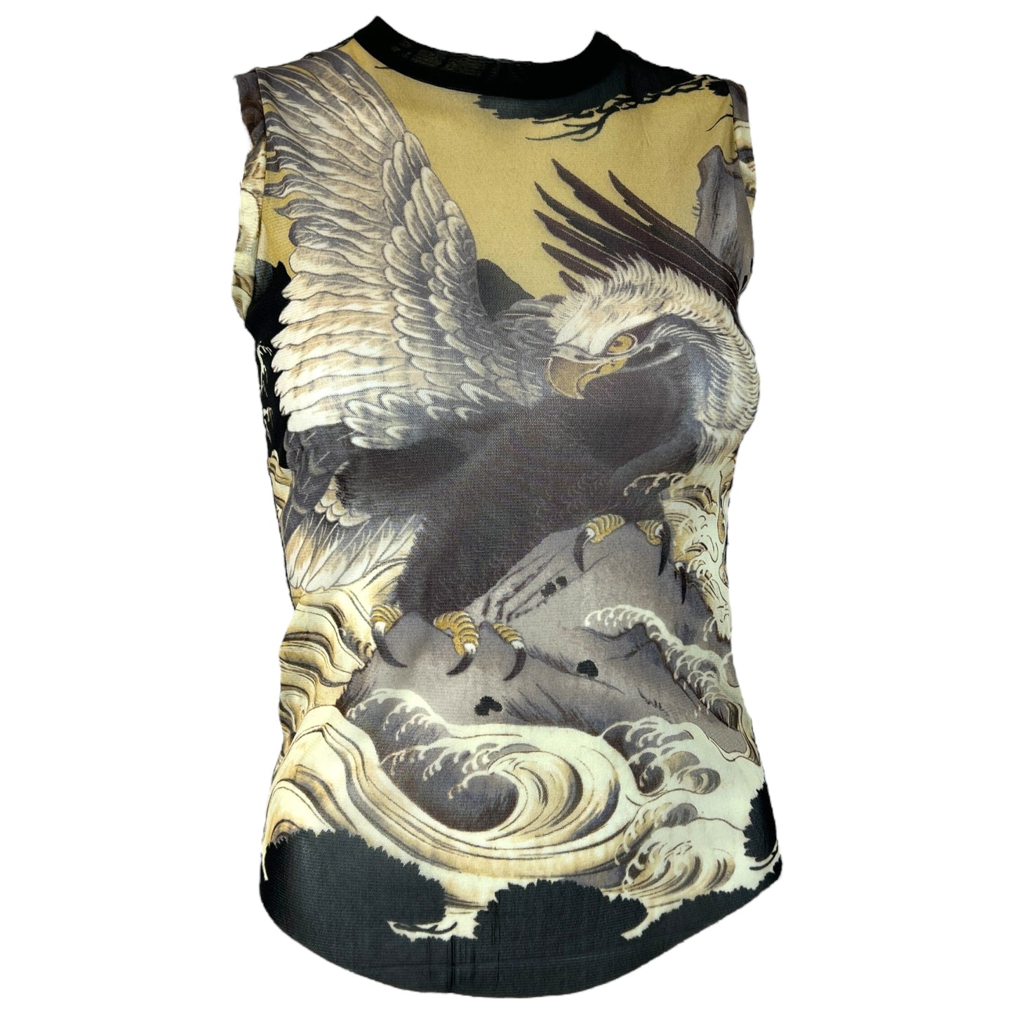 Jean Paul Gaultier Eagle Print Mesh Tank Top