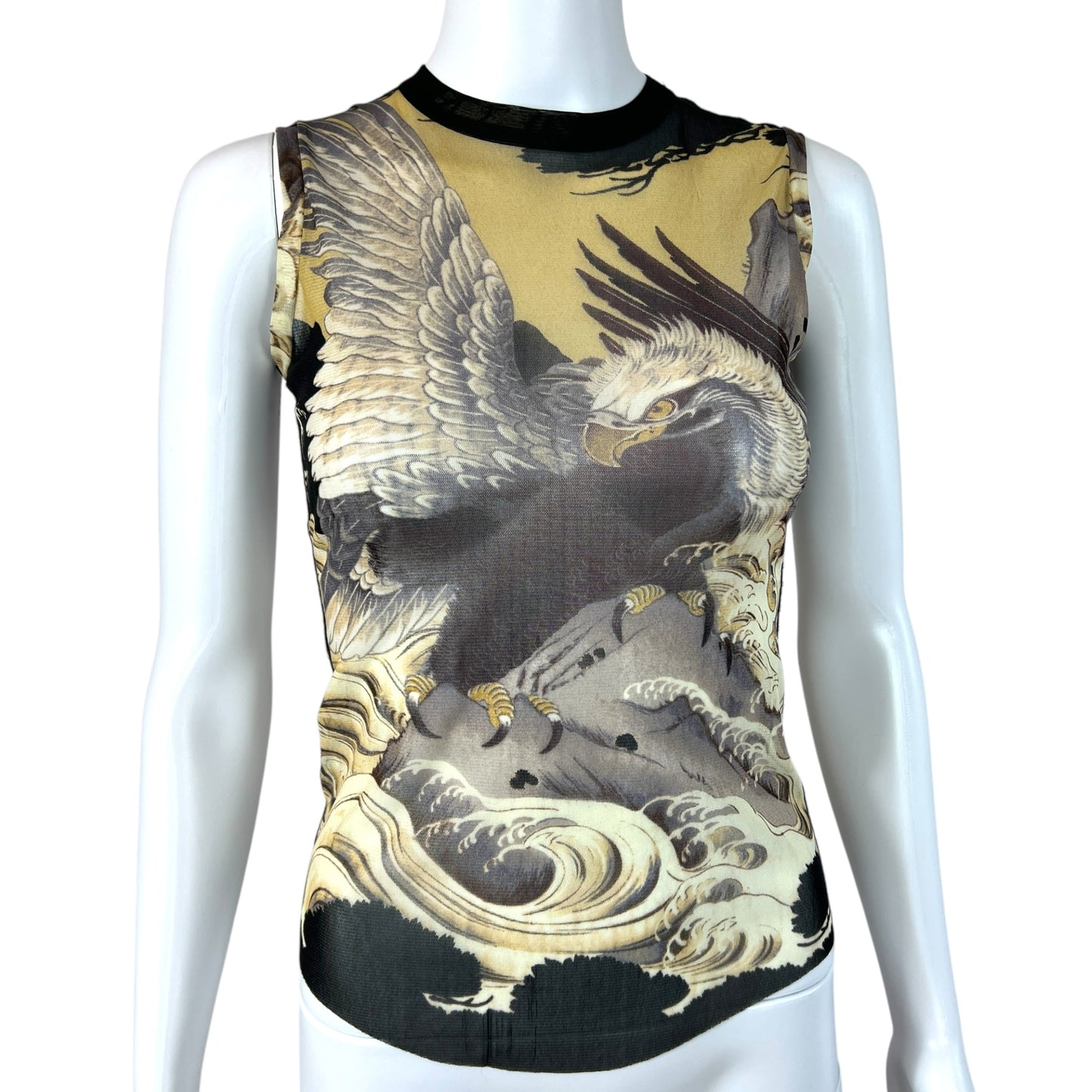 Jean Paul Gaultier Eagle Print Mesh Tank Top