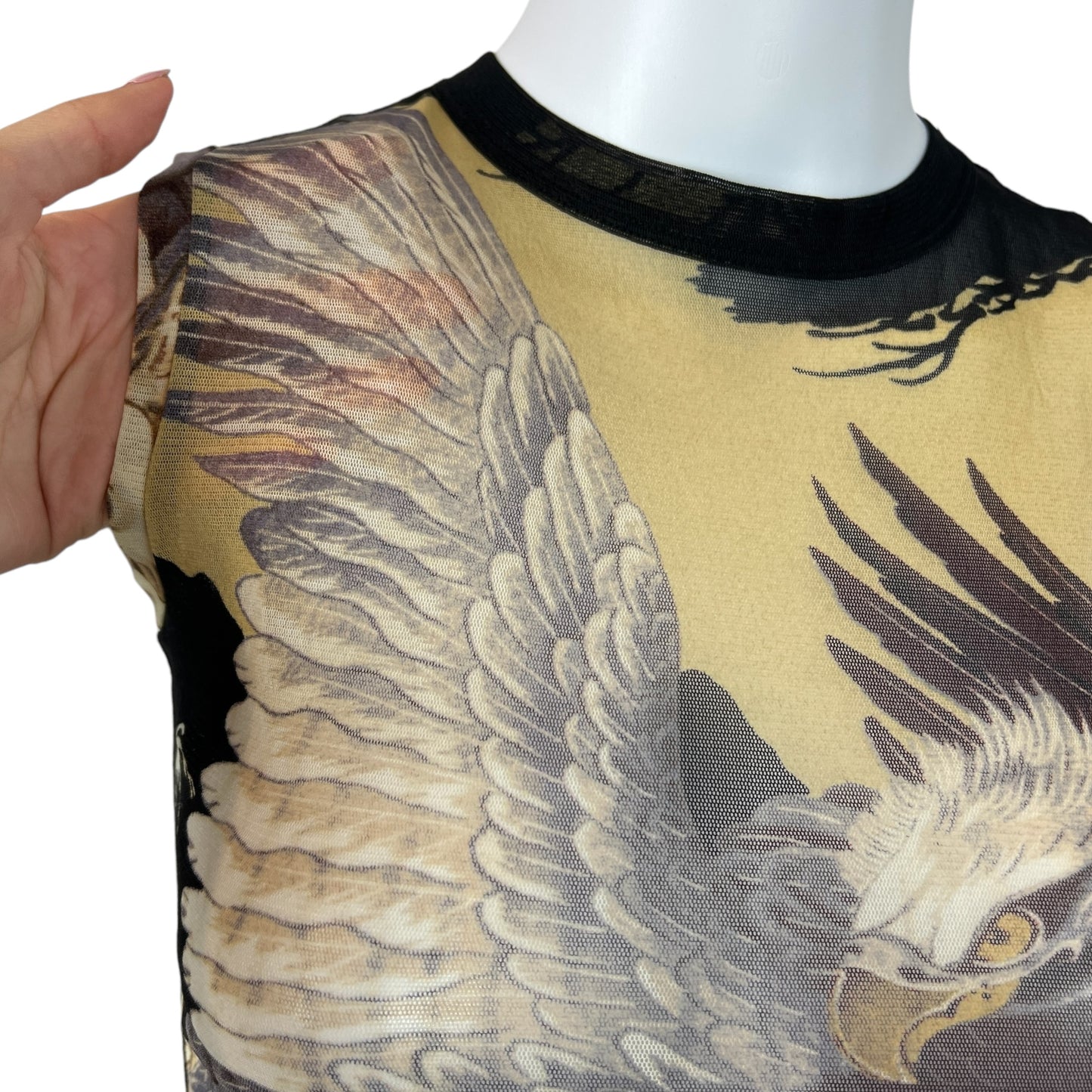 Jean Paul Gaultier Eagle Print Mesh Tank Top