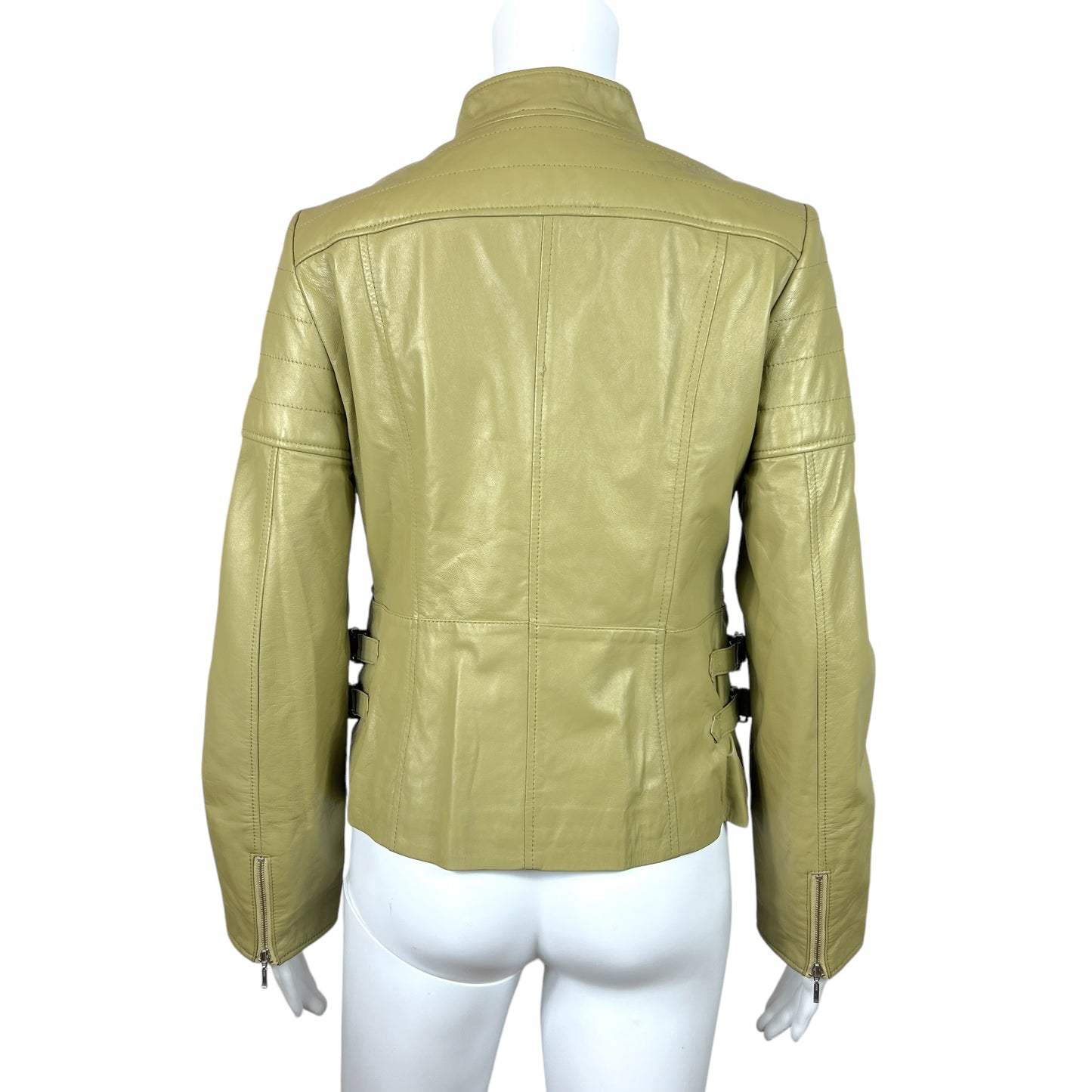 Balmain Light Green Leather Jacket