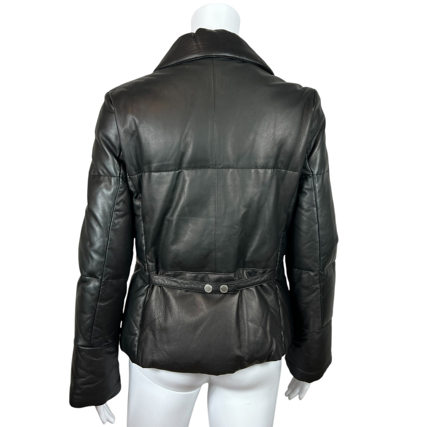 Balmain Black Leather Puffer Jacket