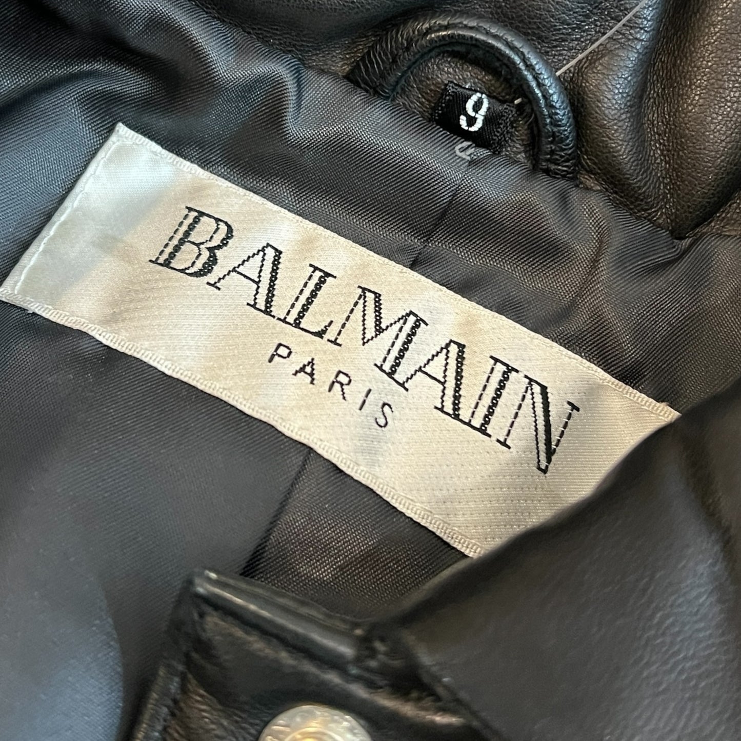 Balmain Black Leather Puffer Jacket