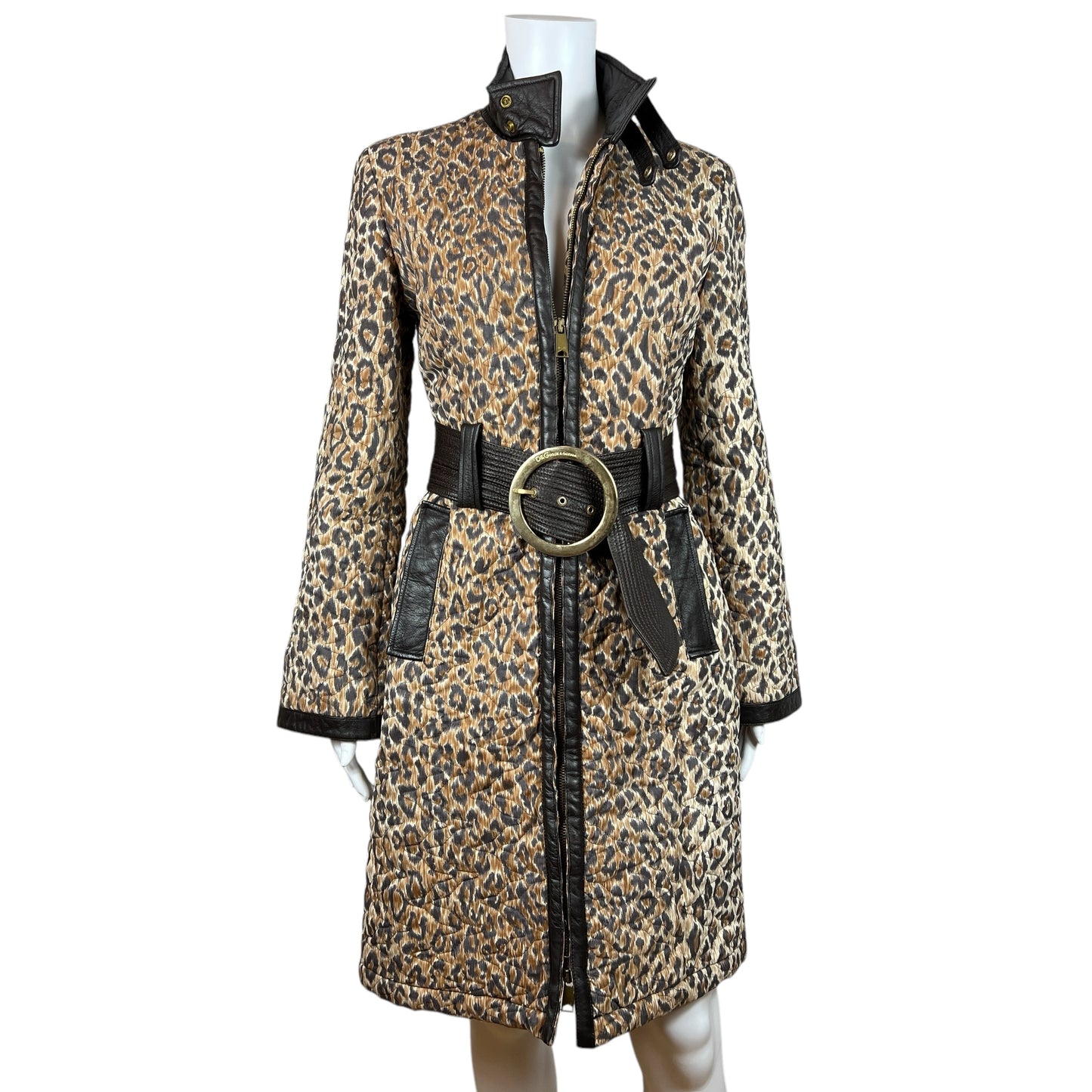 Dolce & Gabbana Belted Leopard Trench Coat