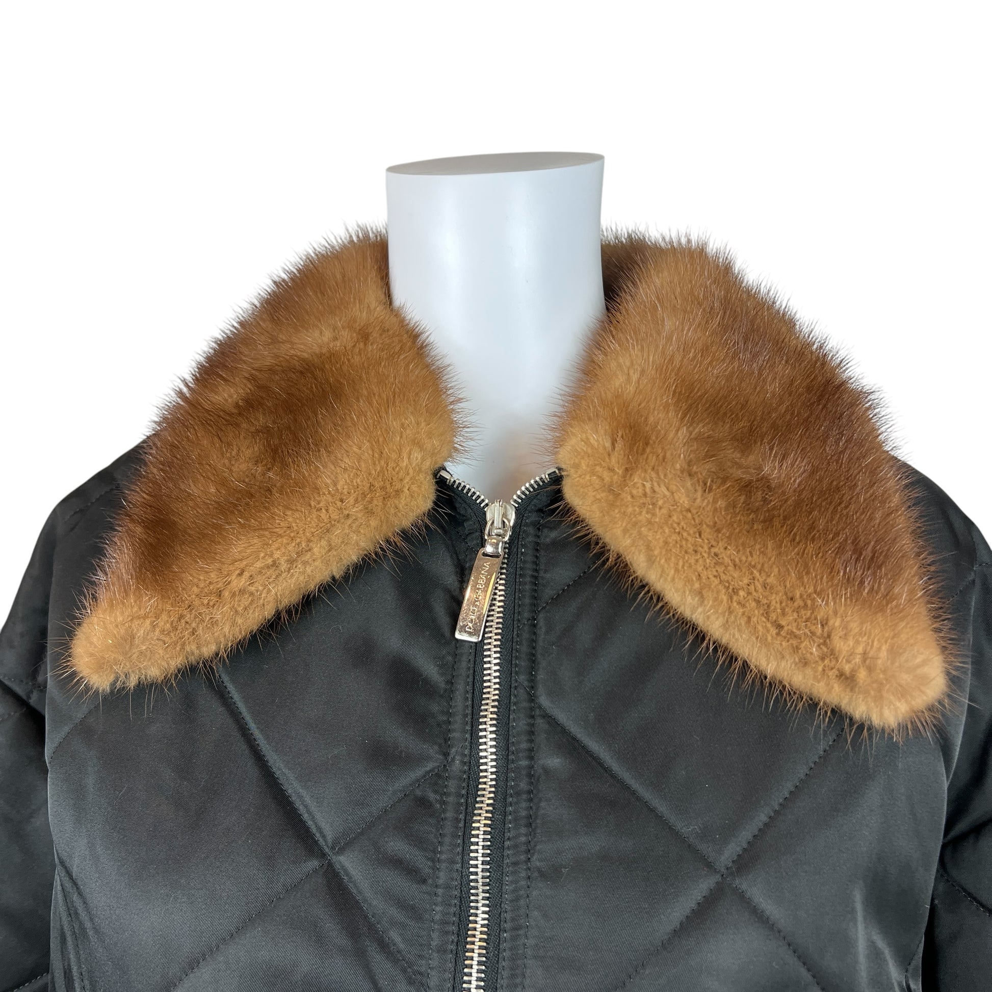 Dolce & Gabbana 90's Mink Fur Trim Quilted Jacket - Outfit Repeater