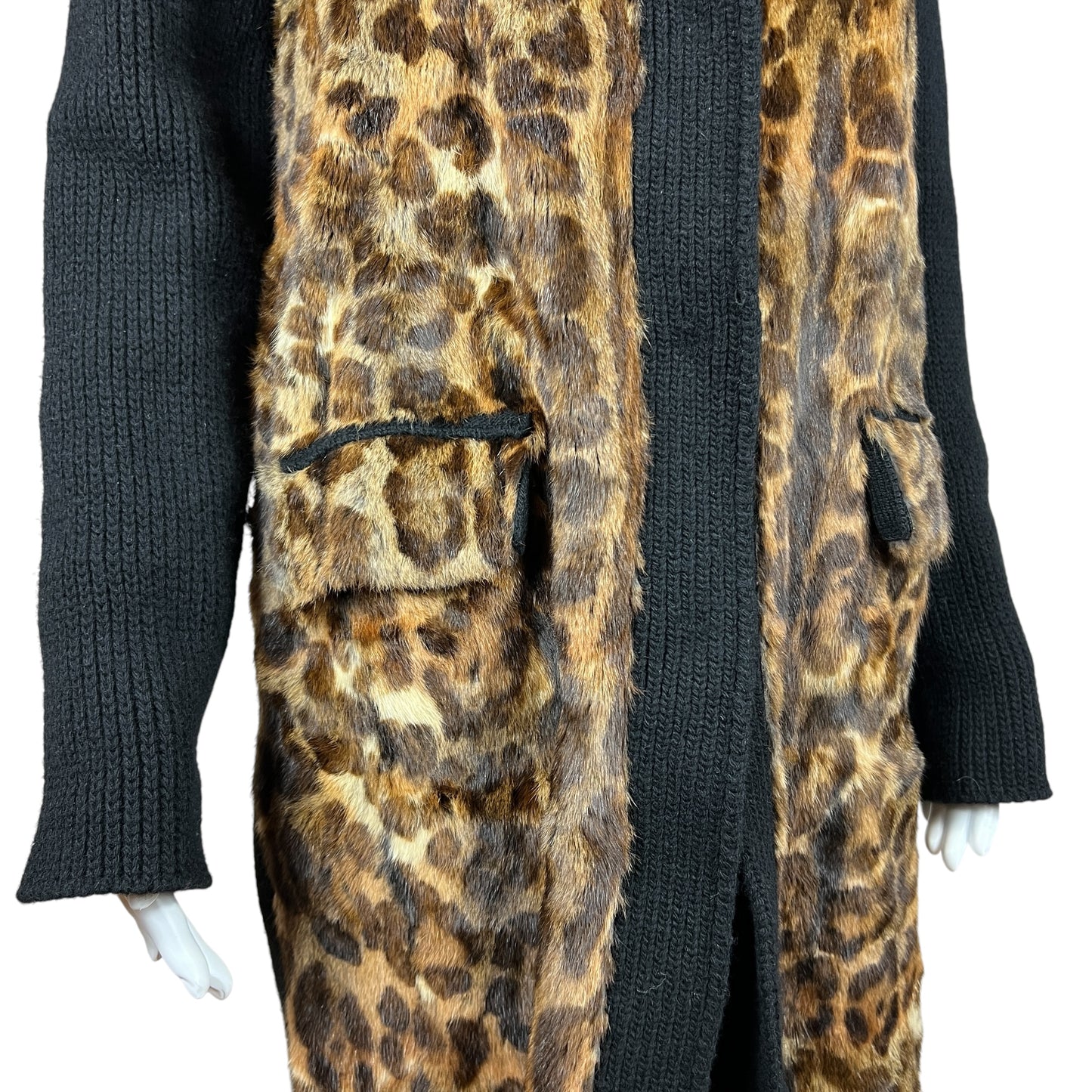 Dolce & Gabbana Wool & Fur Leopard Print Sweater Jacket