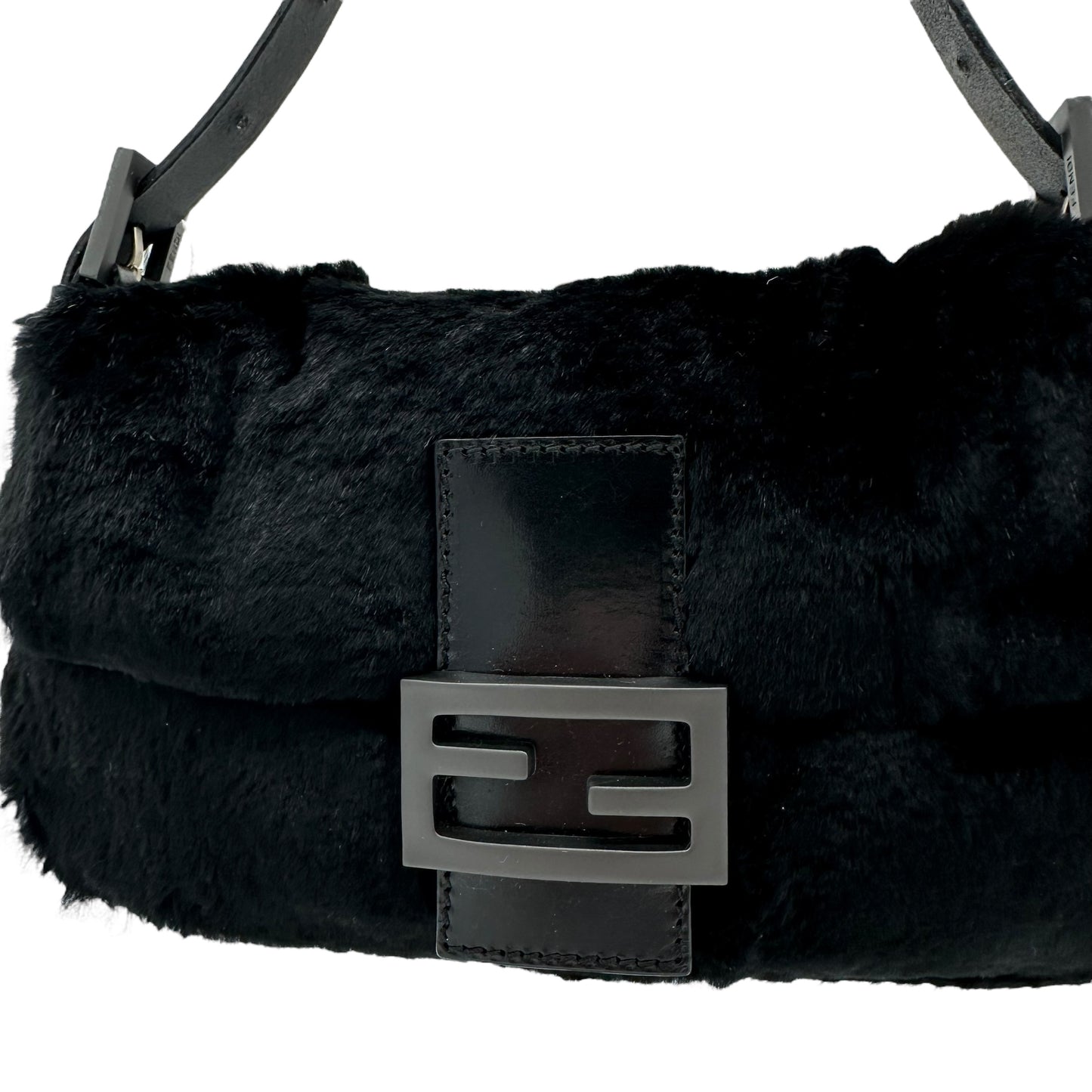 Fendi Black Rabbit Fur Baguette Bag - Outfit Repeater
